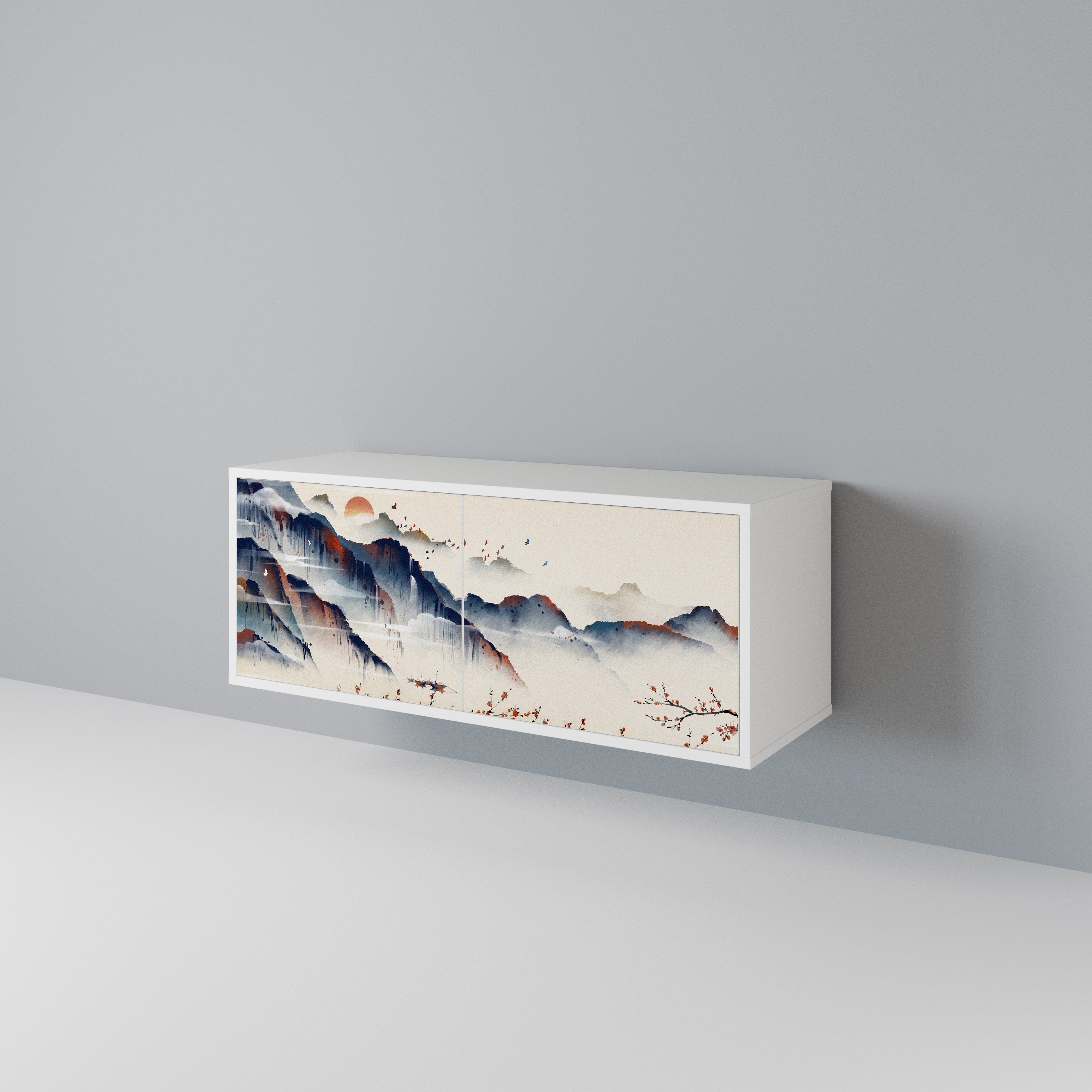 JAPANESE LANDSCAPE Compact 2-Door TV Cabinet