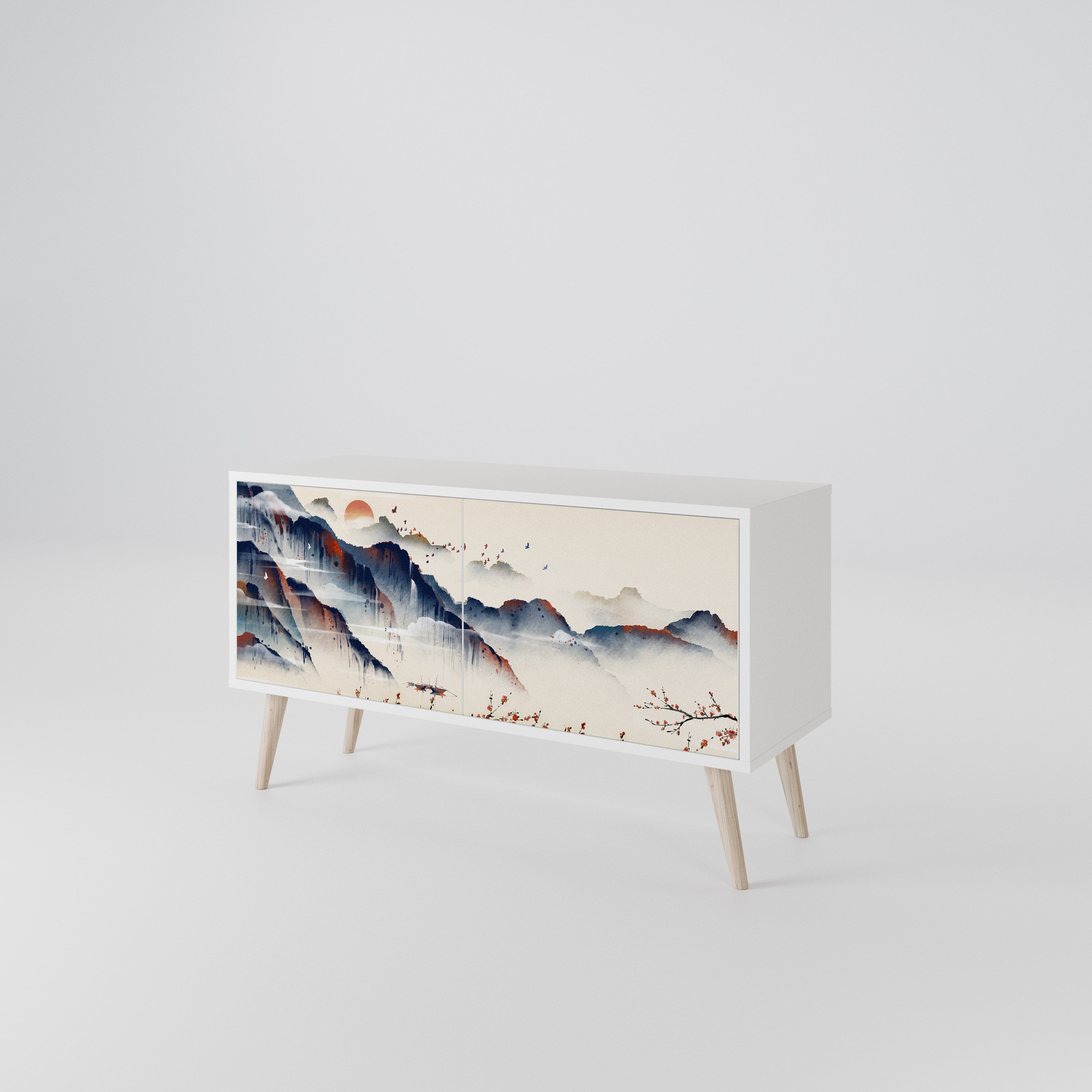 JAPANESE LANDSCAPE Compact 2-Door TV Cabinet