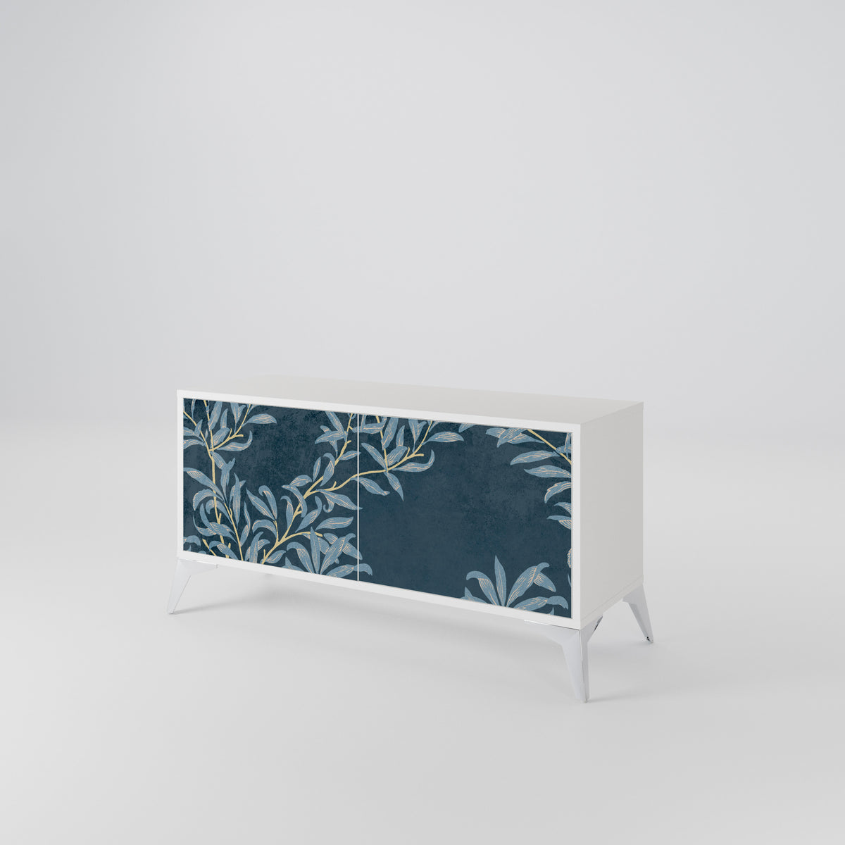 BLUE LEAVES Compact 2-Door TV Cabinet