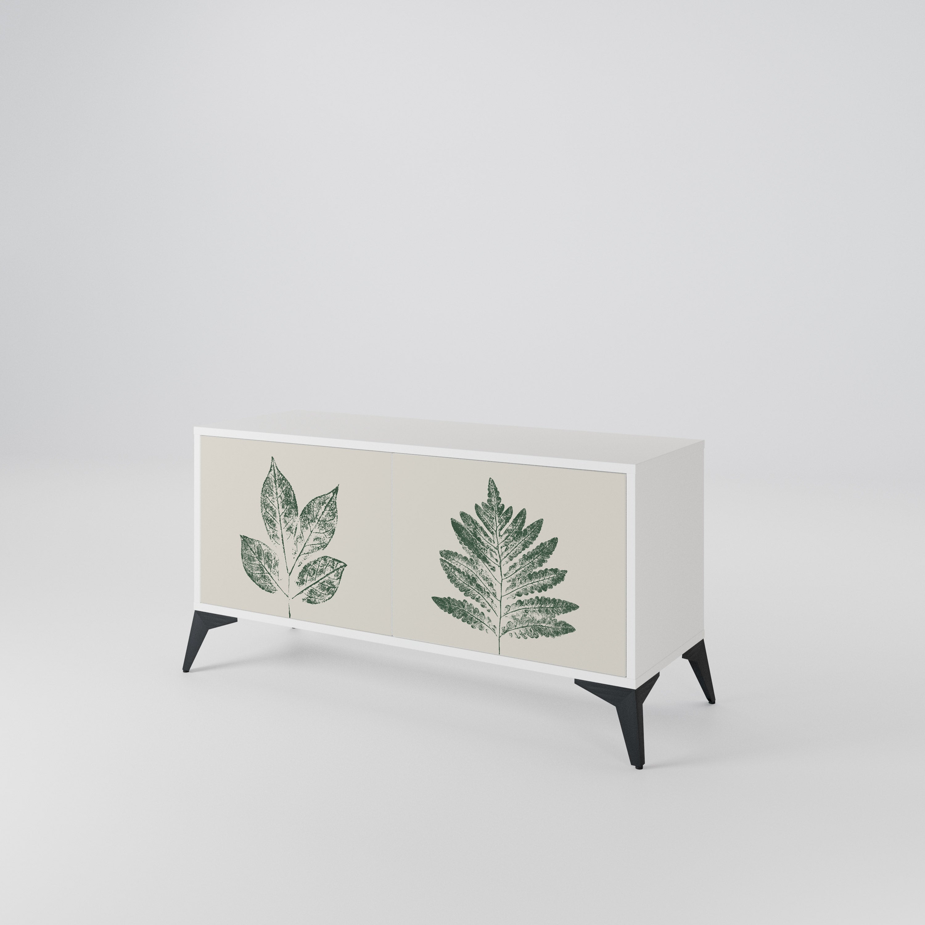 GREEN LEAFY STAMPS Compact 2-Door TV Cabinet