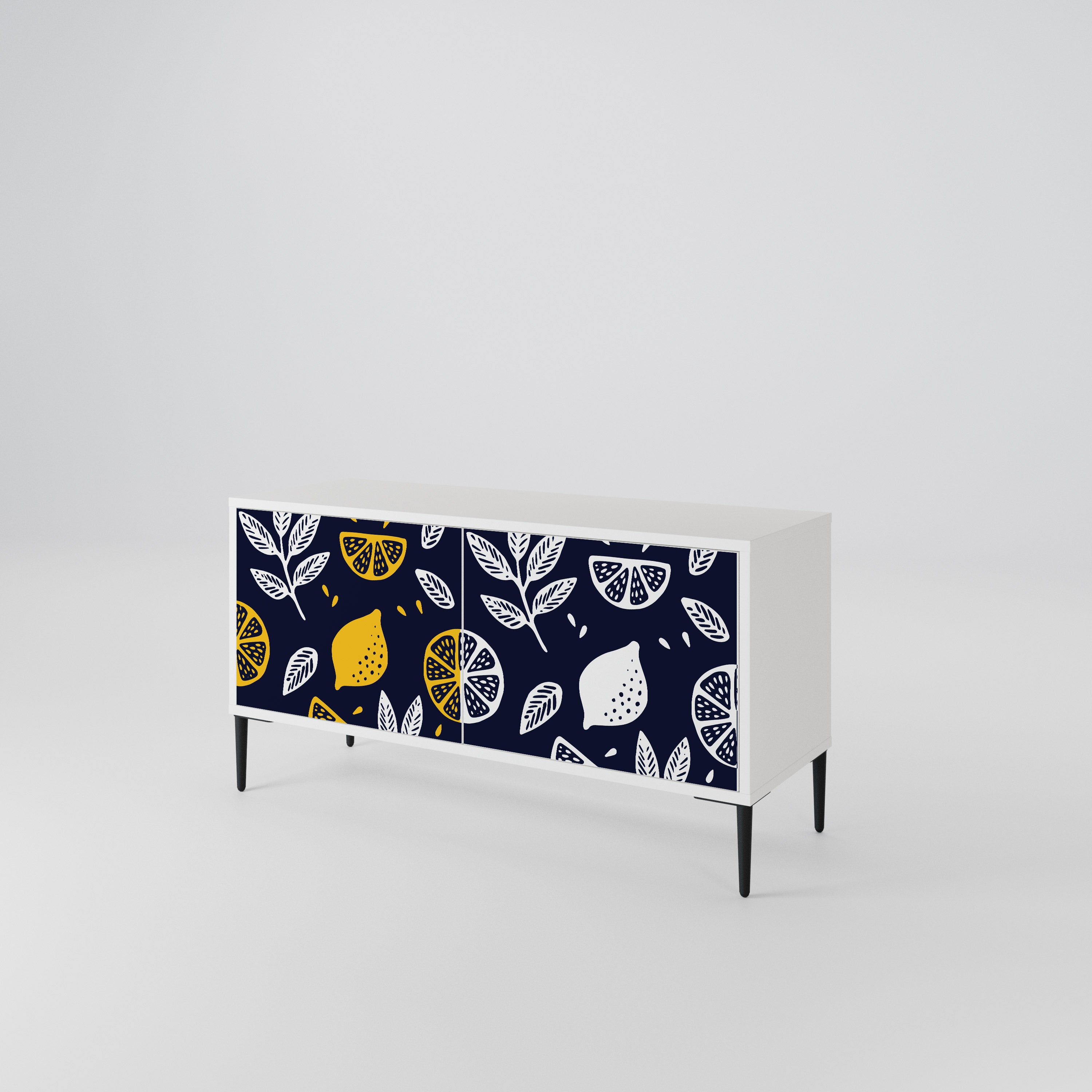 CITRUS BLACK AND WHITE Compact 2-Door TV Cabinet