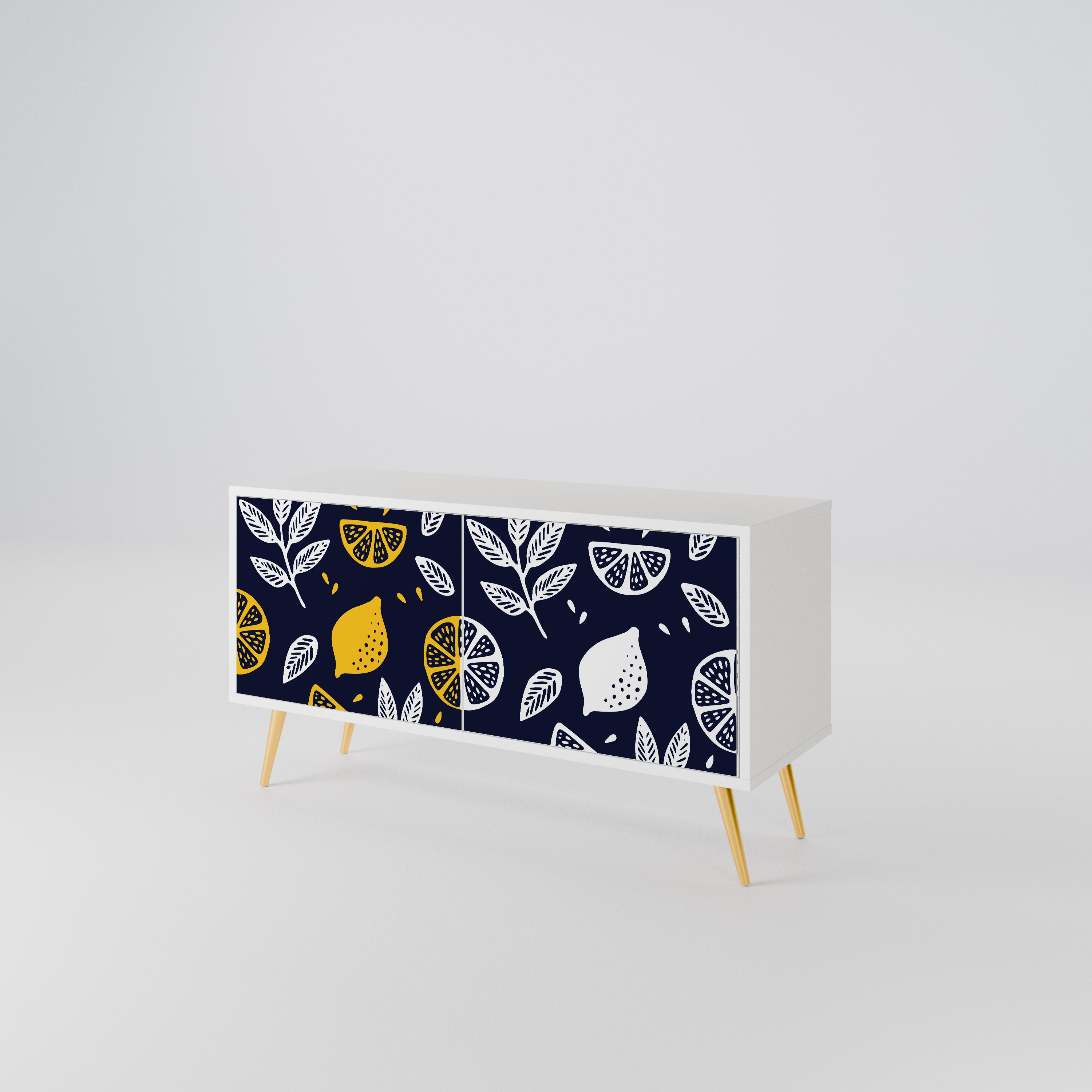 CITRUS BLACK AND WHITE Compact 2-Door TV Cabinet