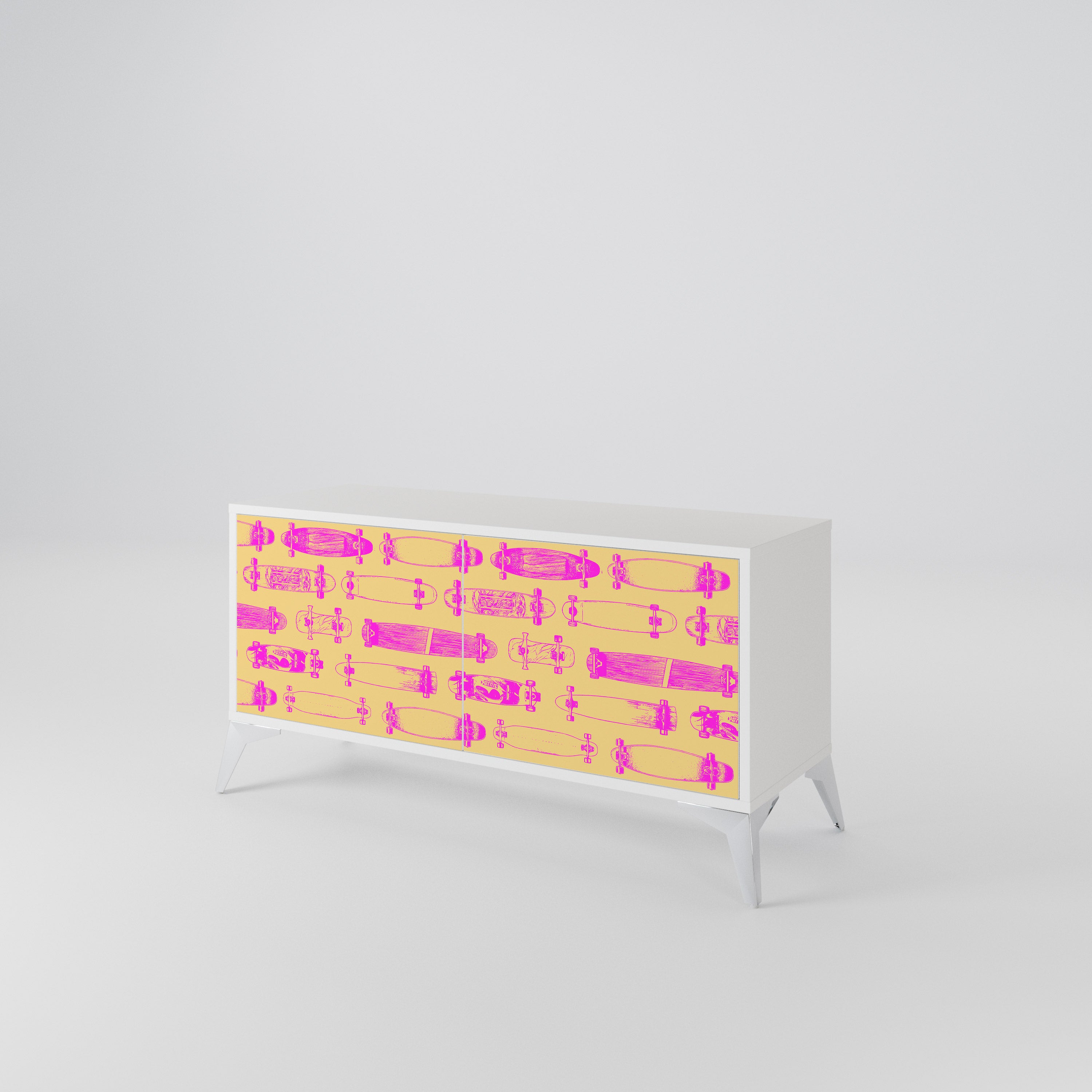 SKATEBOARD ARTISTRY Compact 2-Door TV Cabinet