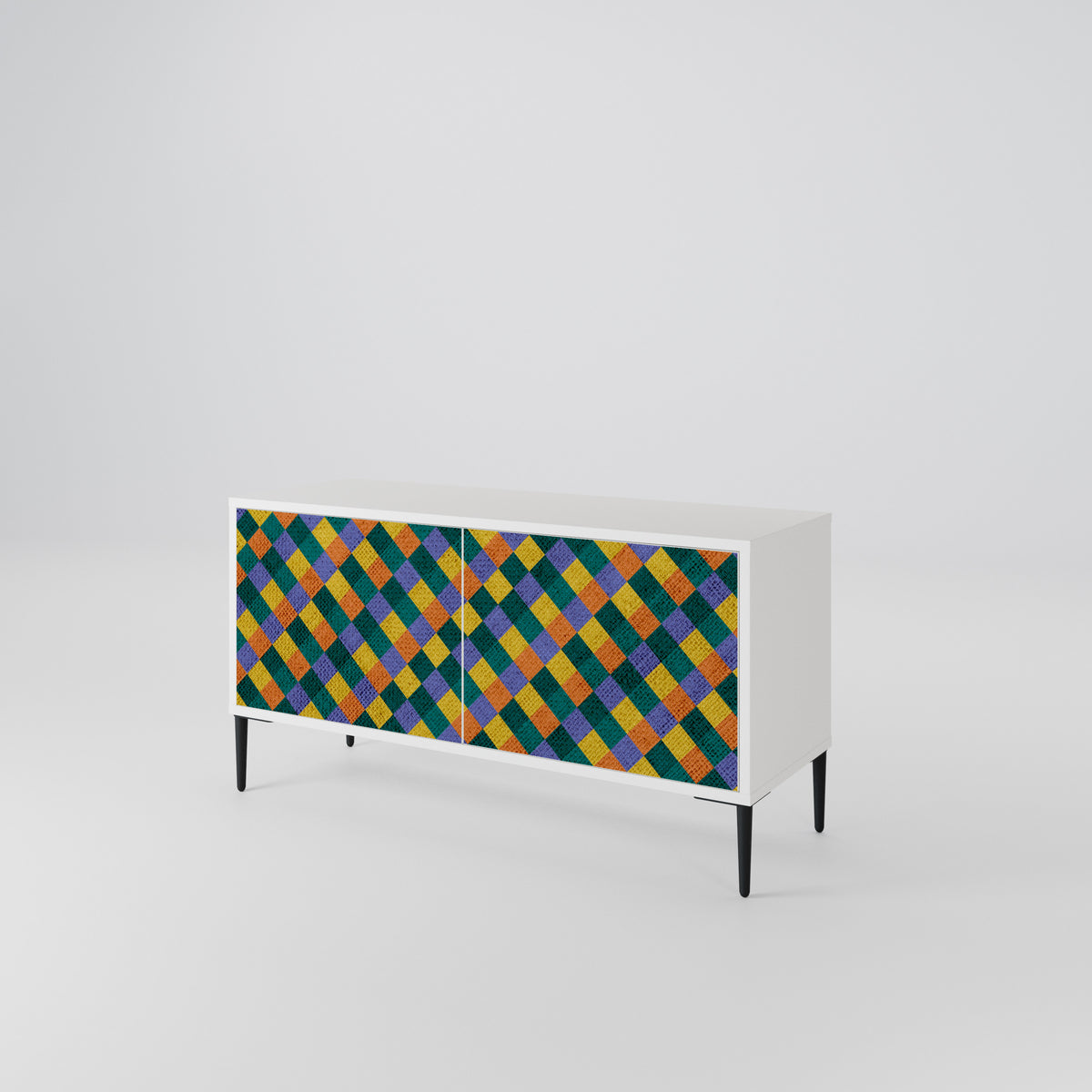 PAINTED SQUARES MIX Compact 2-Door TV Cabinet