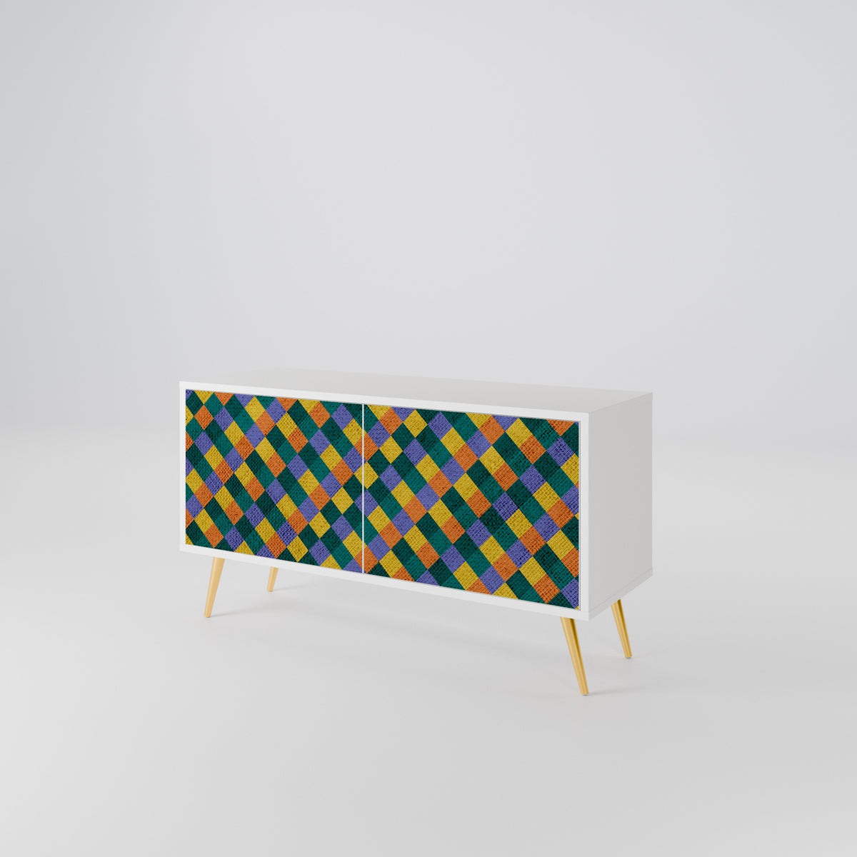 PAINTED SQUARES MIX Compact 2-Door TV Cabinet