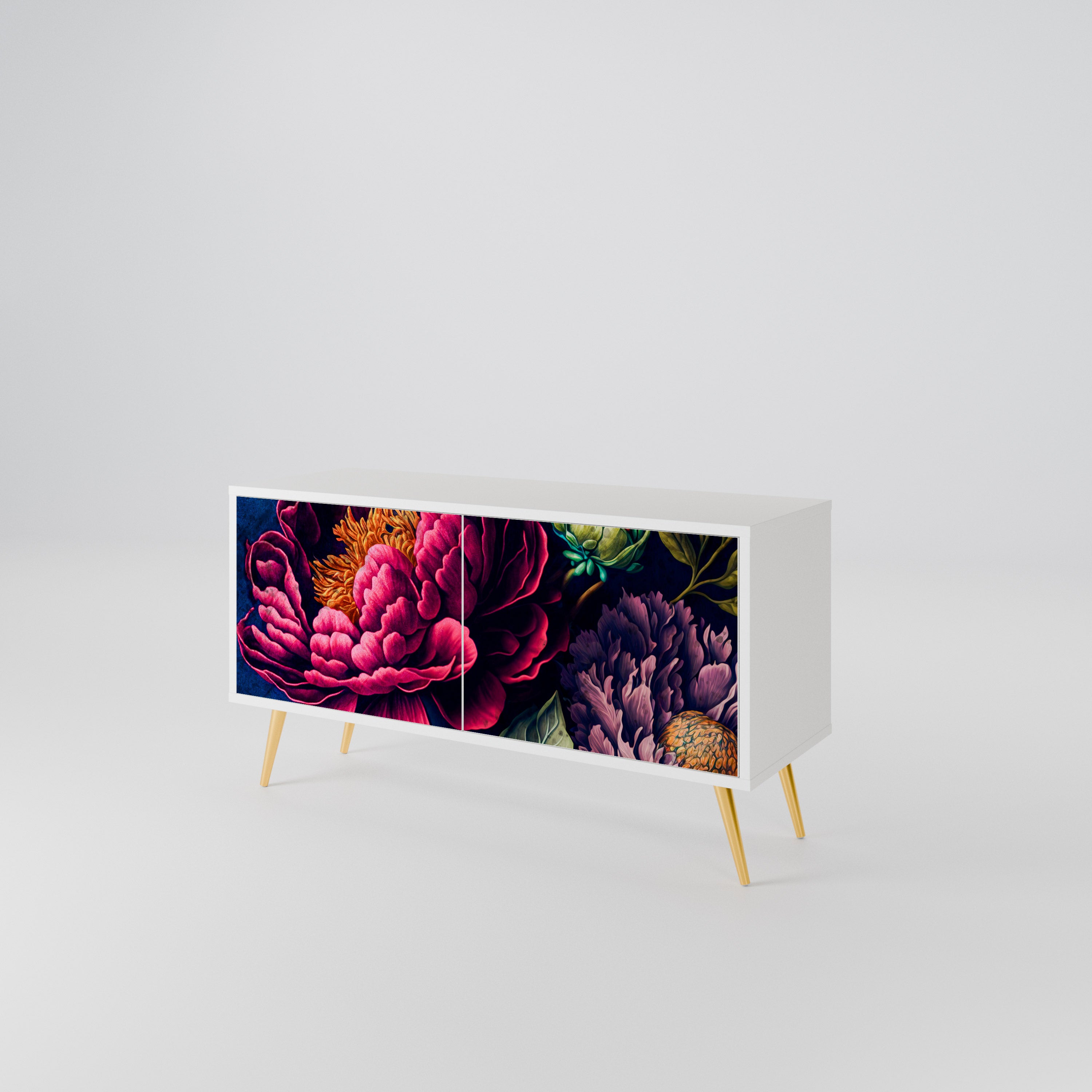BLOOMING ELEGANCE Compact 2-Door TV Cabinet