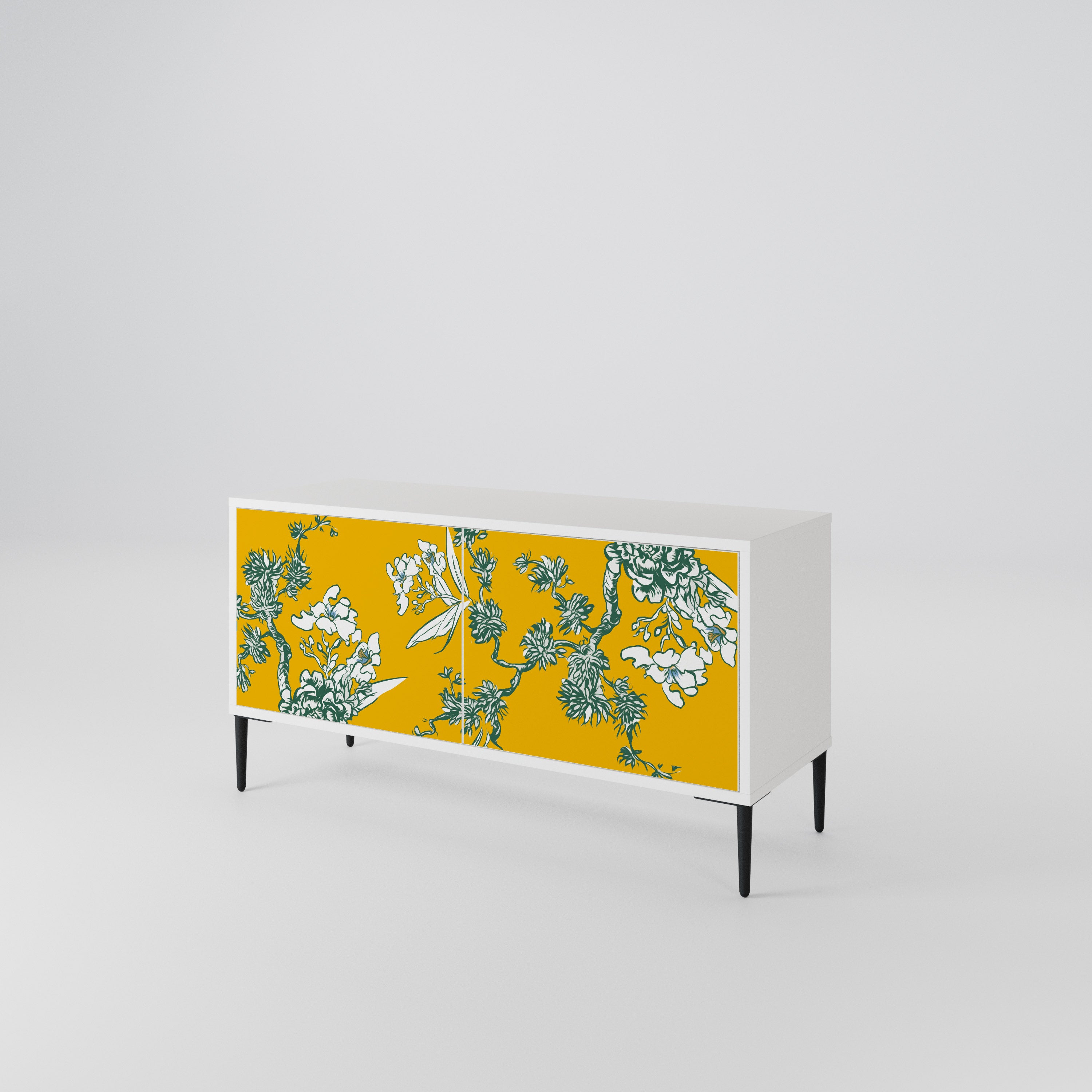 YELLOW CHINOISERIE Compact 2-Door TV Cabinet