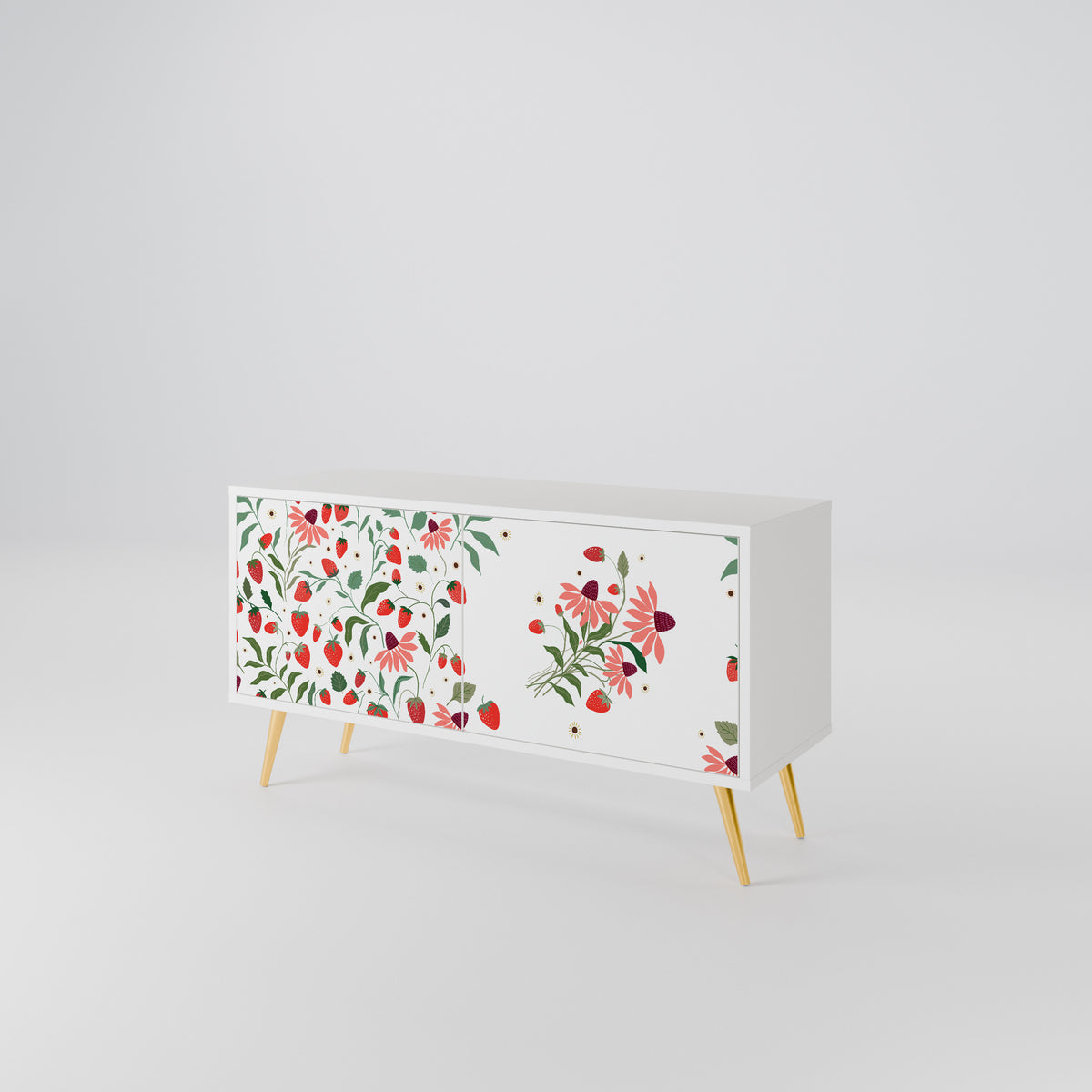 FLOWERS AND STRAWBERRIES Συμπαγές έπιπλο τηλεόρασης 2-θυρών