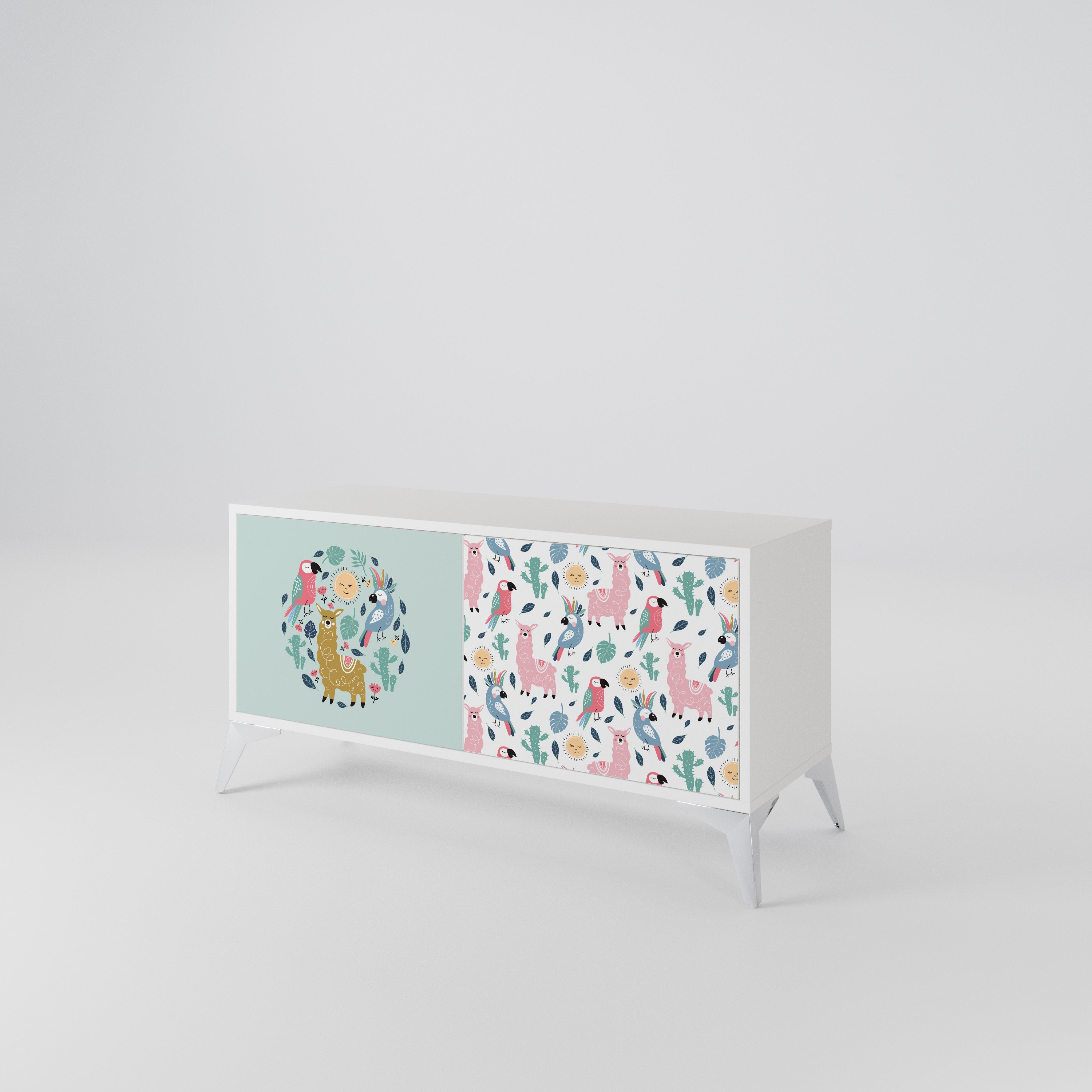 COLORFUL ALPACAS Compact 2-Door TV Cabinet