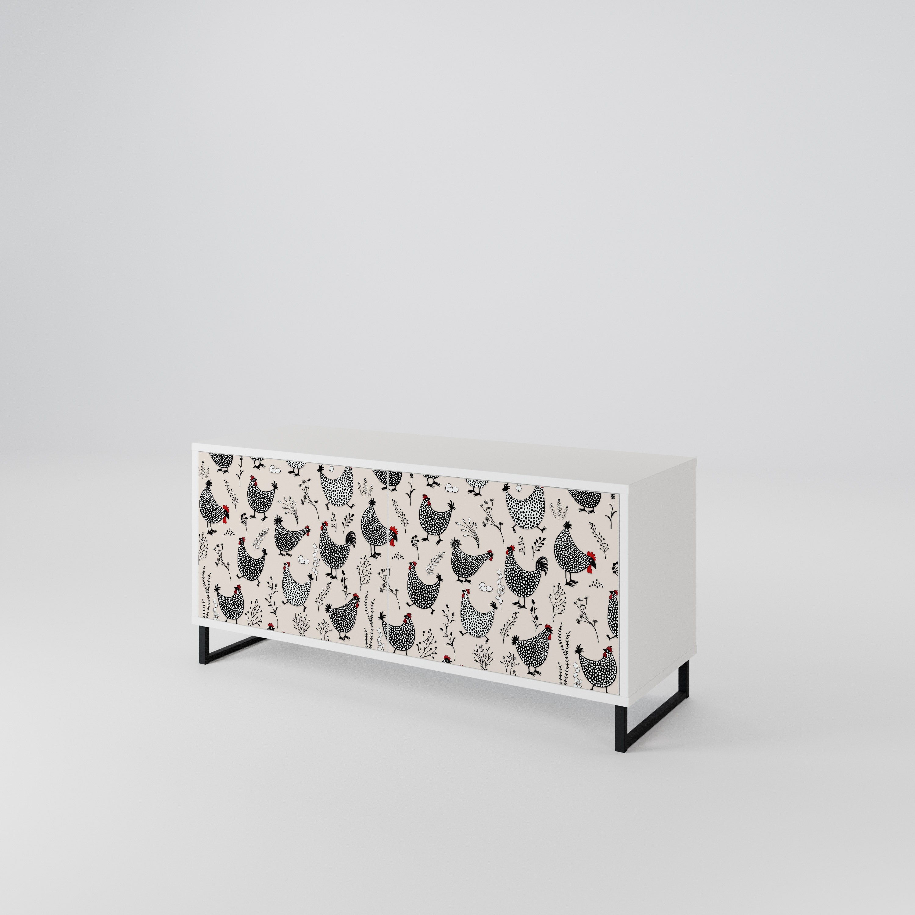 HAPPY HENS Compact 2-Door TV Cabinet