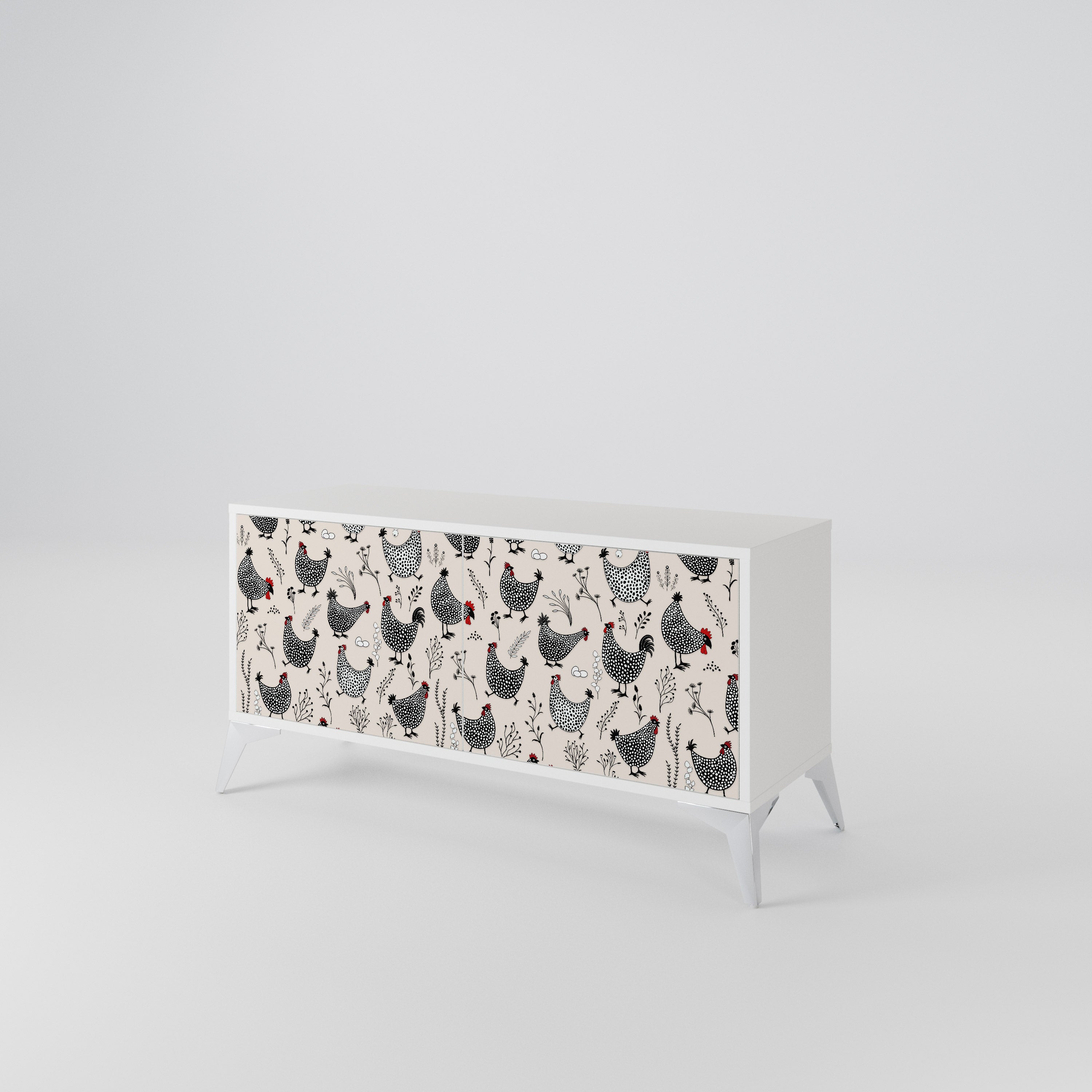 HAPPY HENS Compact 2-Door TV Cabinet