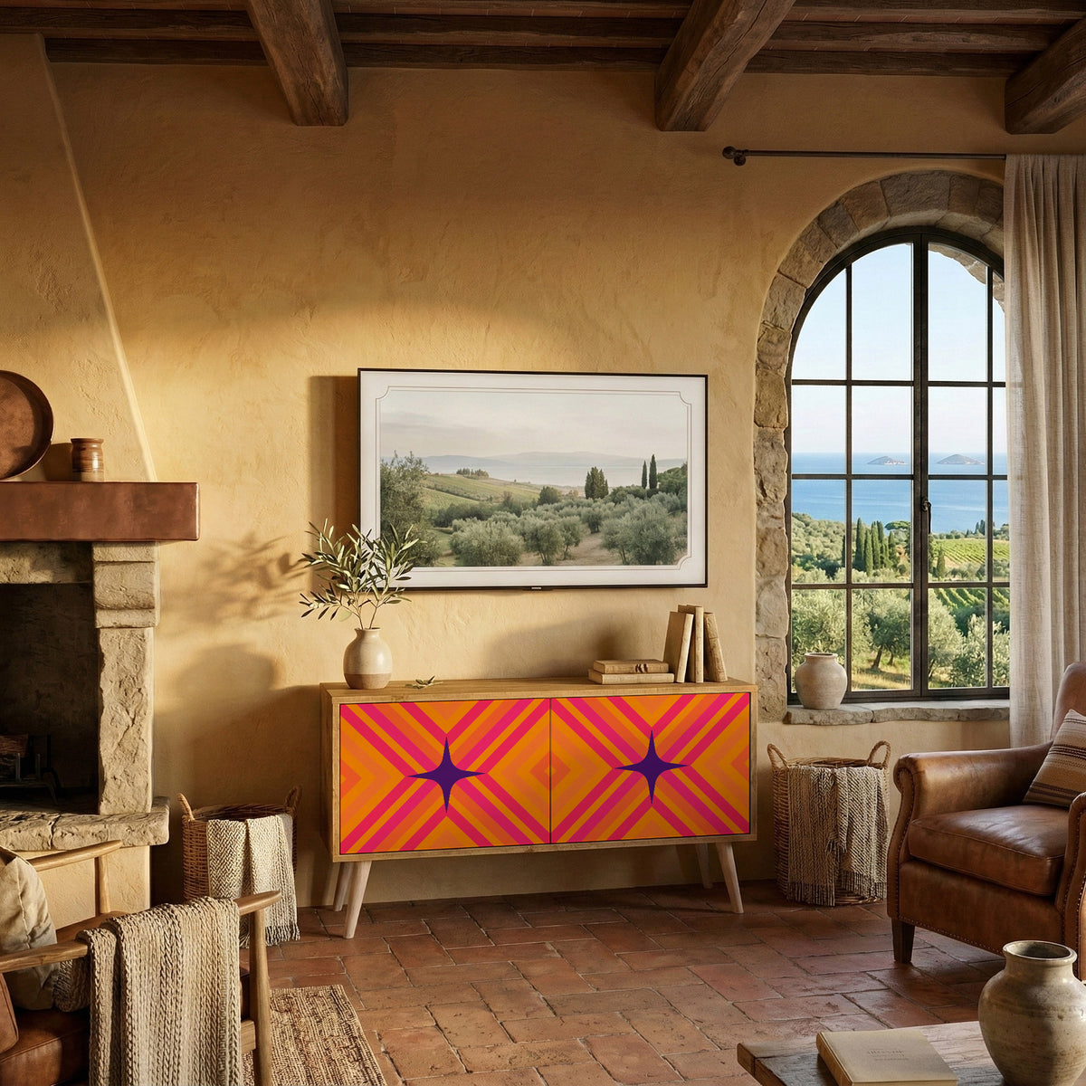 GEOMETRIC BRILLIANCE Συμπαγές έπιπλο τηλεόρασης 2-θυρών