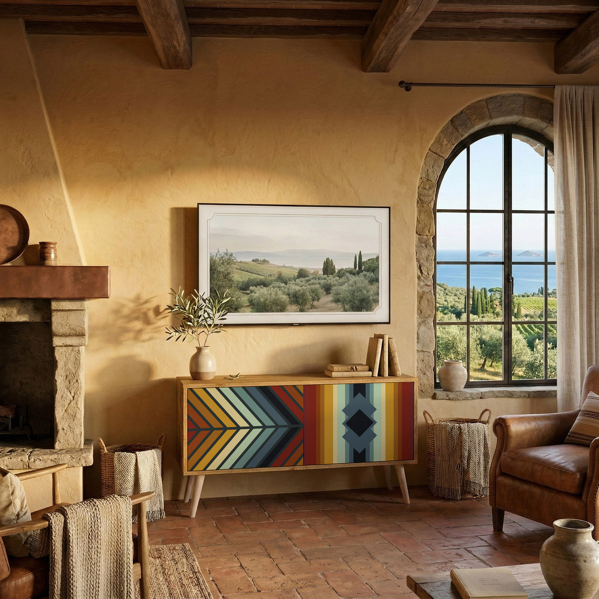 INDIGENOUS ZIGZAG Συμπαγές έπιπλο τηλεόρασης 2-θυρών