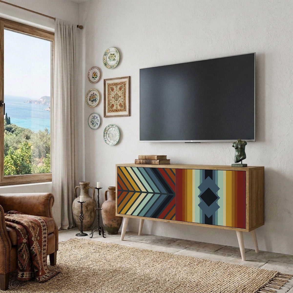 INDIGENOUS ZIGZAG Συμπαγές έπιπλο τηλεόρασης 2-θυρών