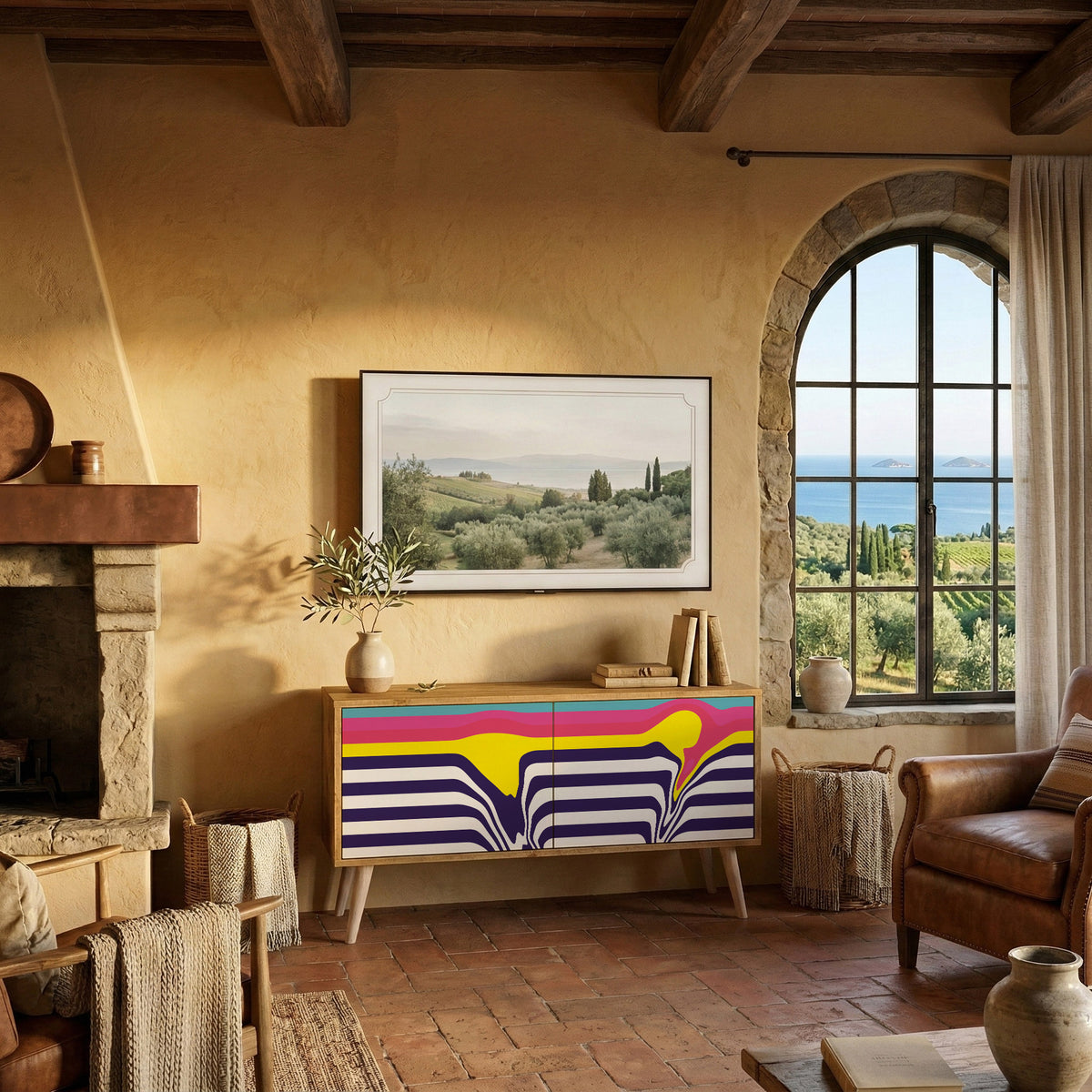 COLORFUL DIVERSION Συμπαγές έπιπλο τηλεόρασης 2-θυρών