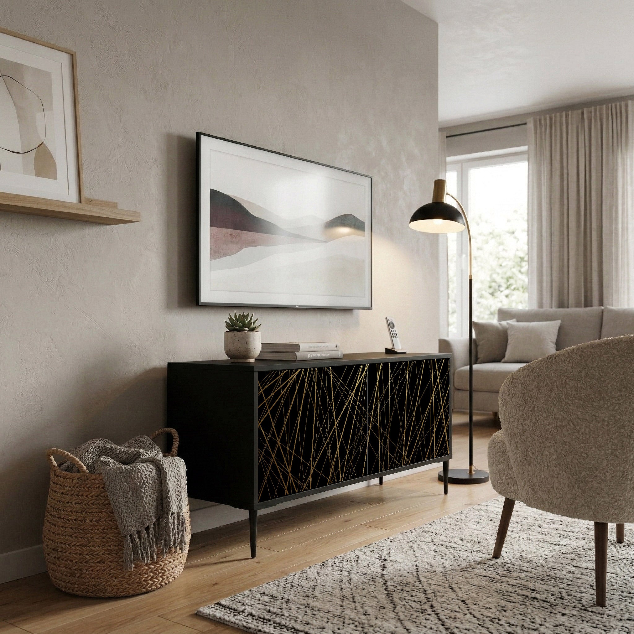 BRIGHT MESH Compact 2-Door TV Cabinet