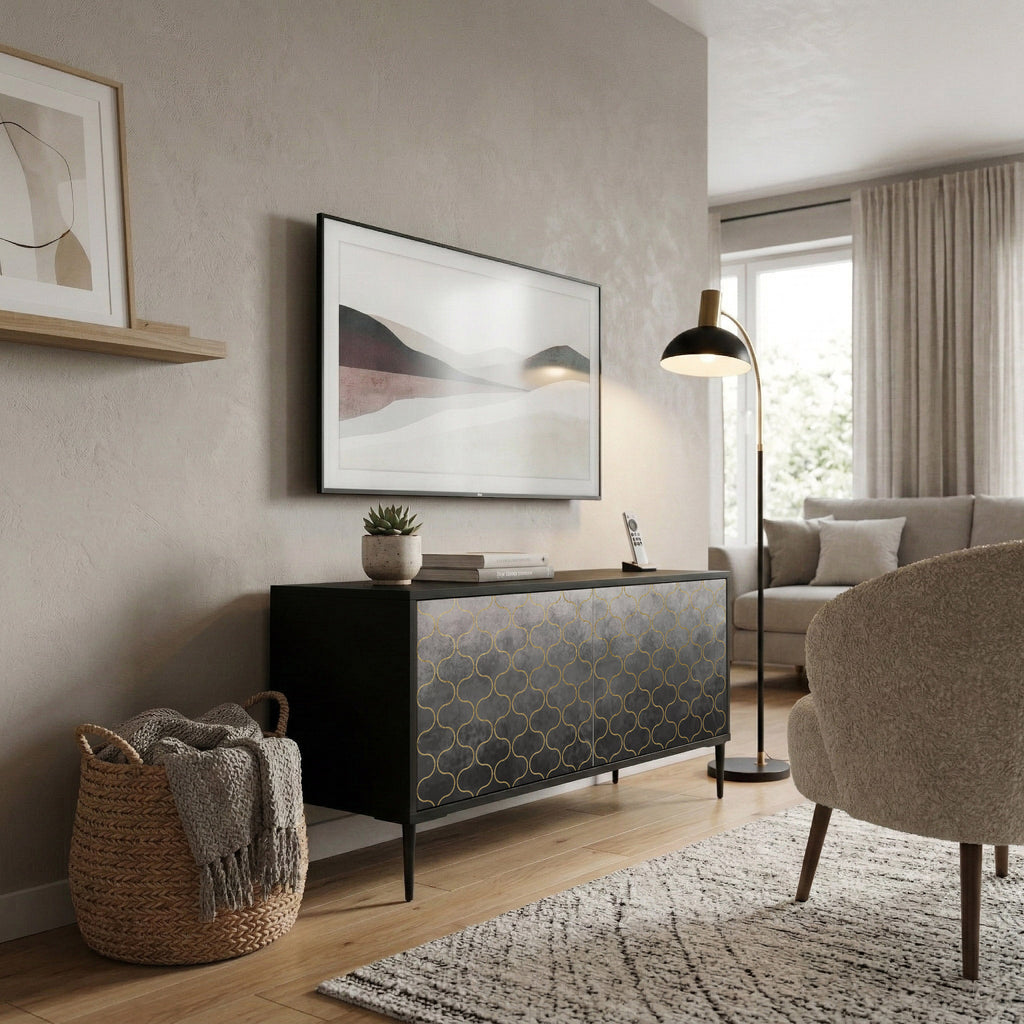 TESSELATED GRAYISH Συμπαγές έπιπλο τηλεόρασης 2-θυρών