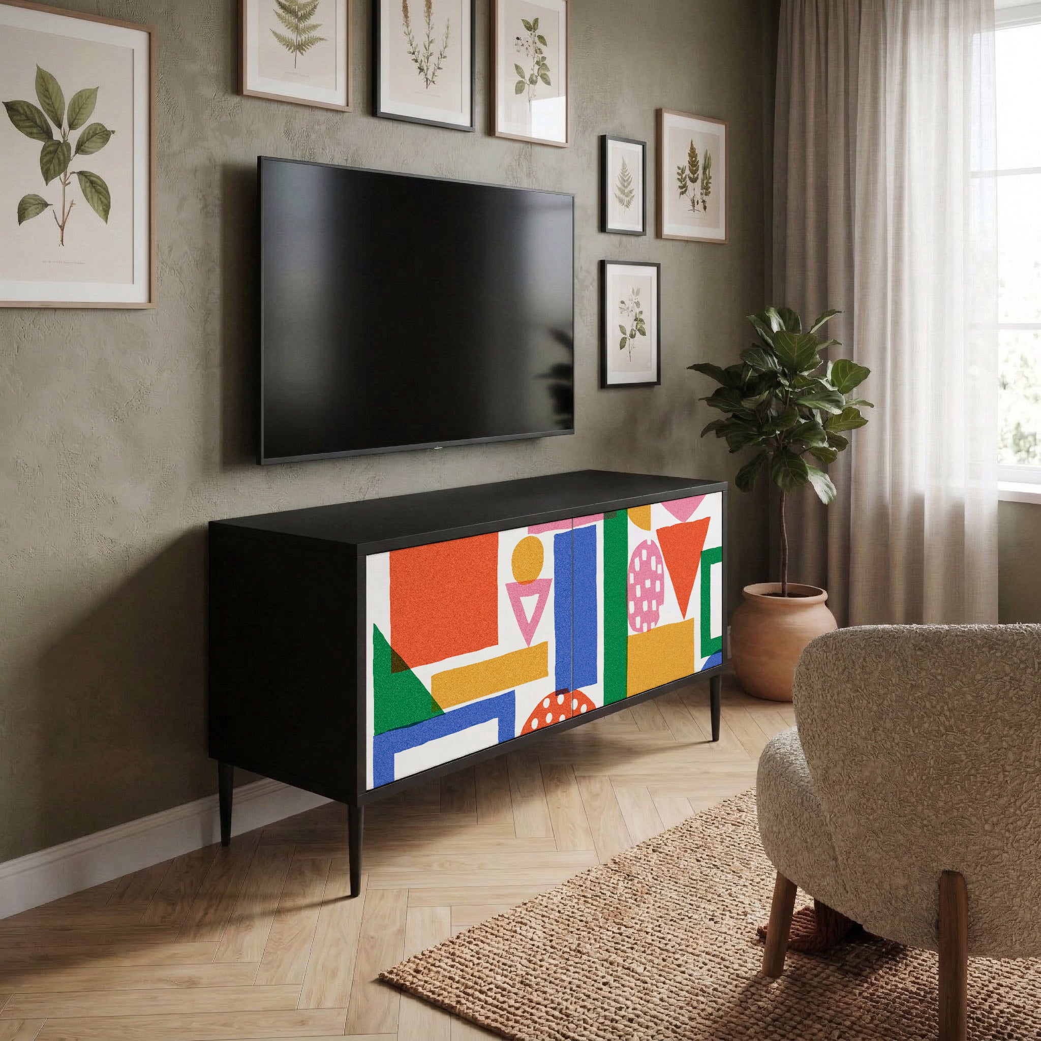 GEOMETRIC GLIMMER Compact 2-Door TV Cabinet