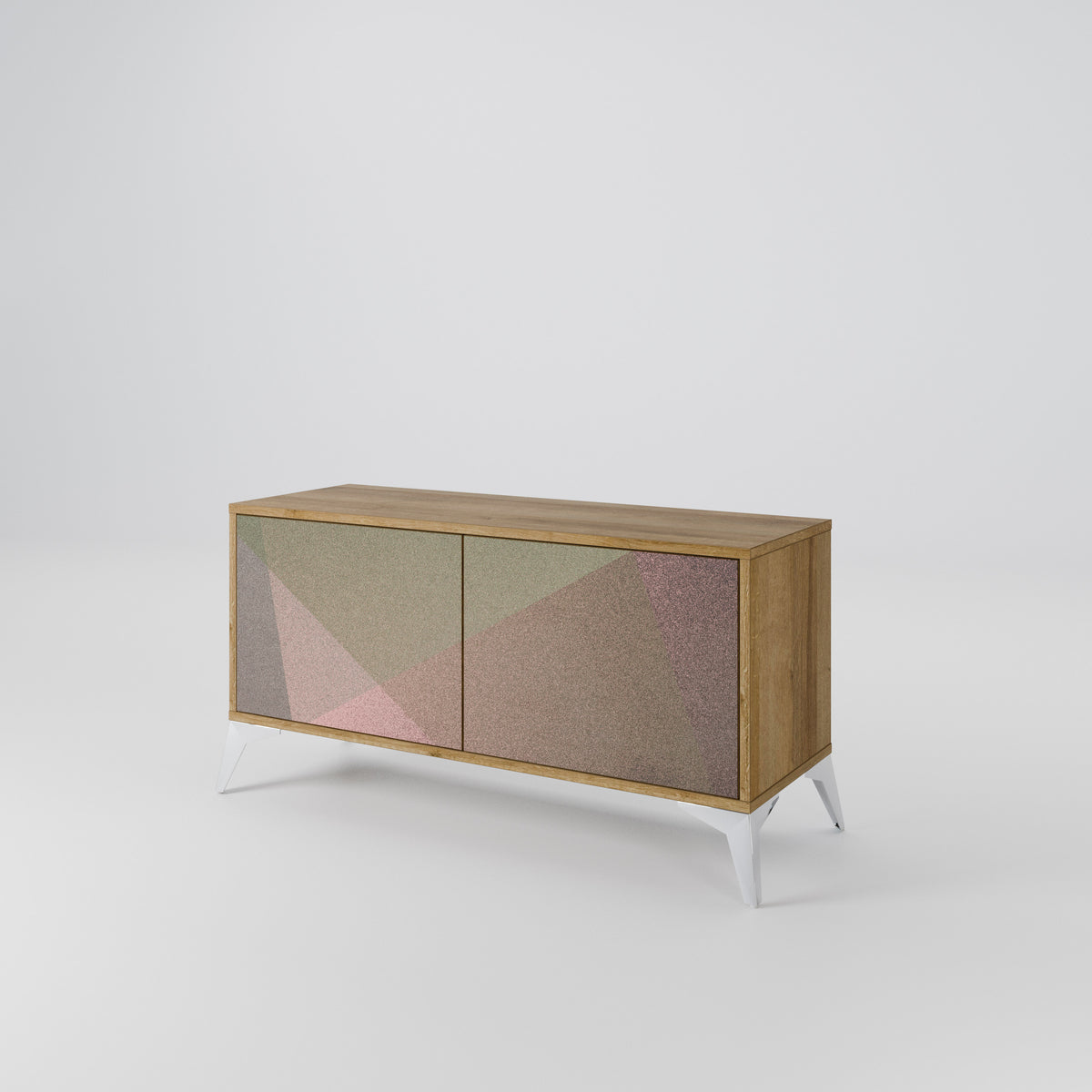 BEIGE GEOMETRY Συμπαγές έπιπλο τηλεόρασης 2-θυρών