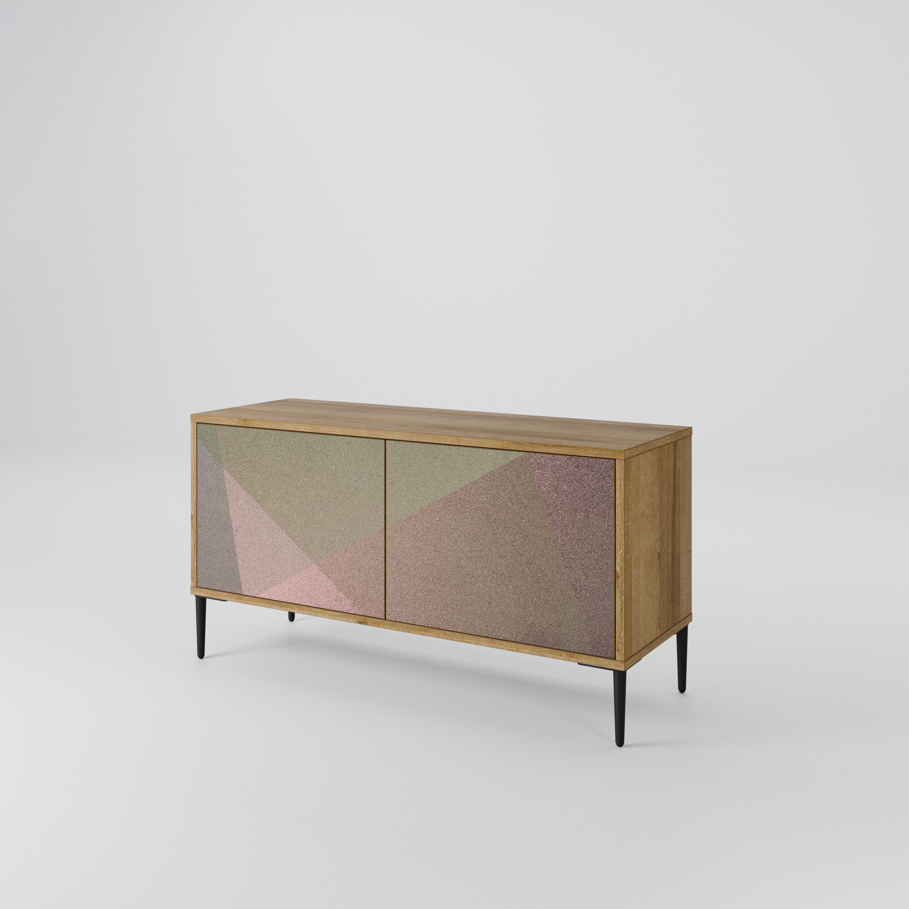 BEIGE GEOMETRY Compact 2-Door TV Cabinet