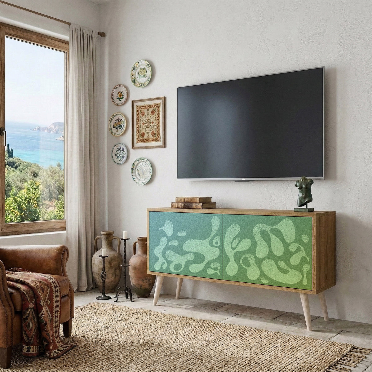 IRREGULAR BLUE Compact 2-Door TV Cabinet