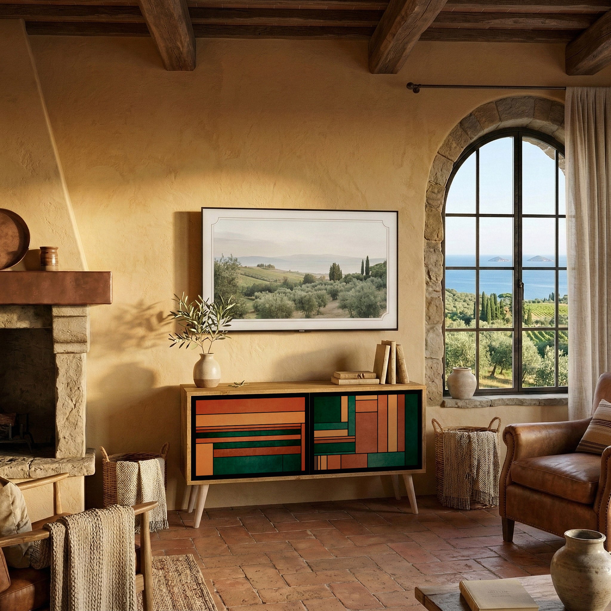 EARTHY FIGURES Compact 2-Door TV Cabinet