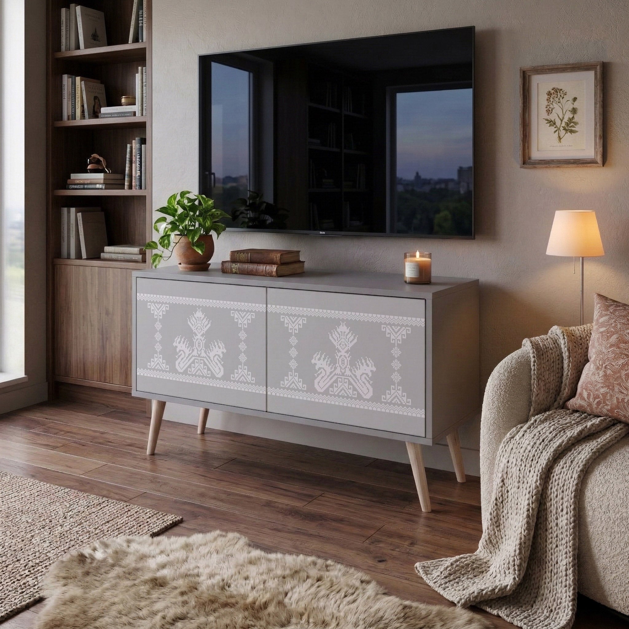 THAI GRAY Compact 2-Door TV Cabinet