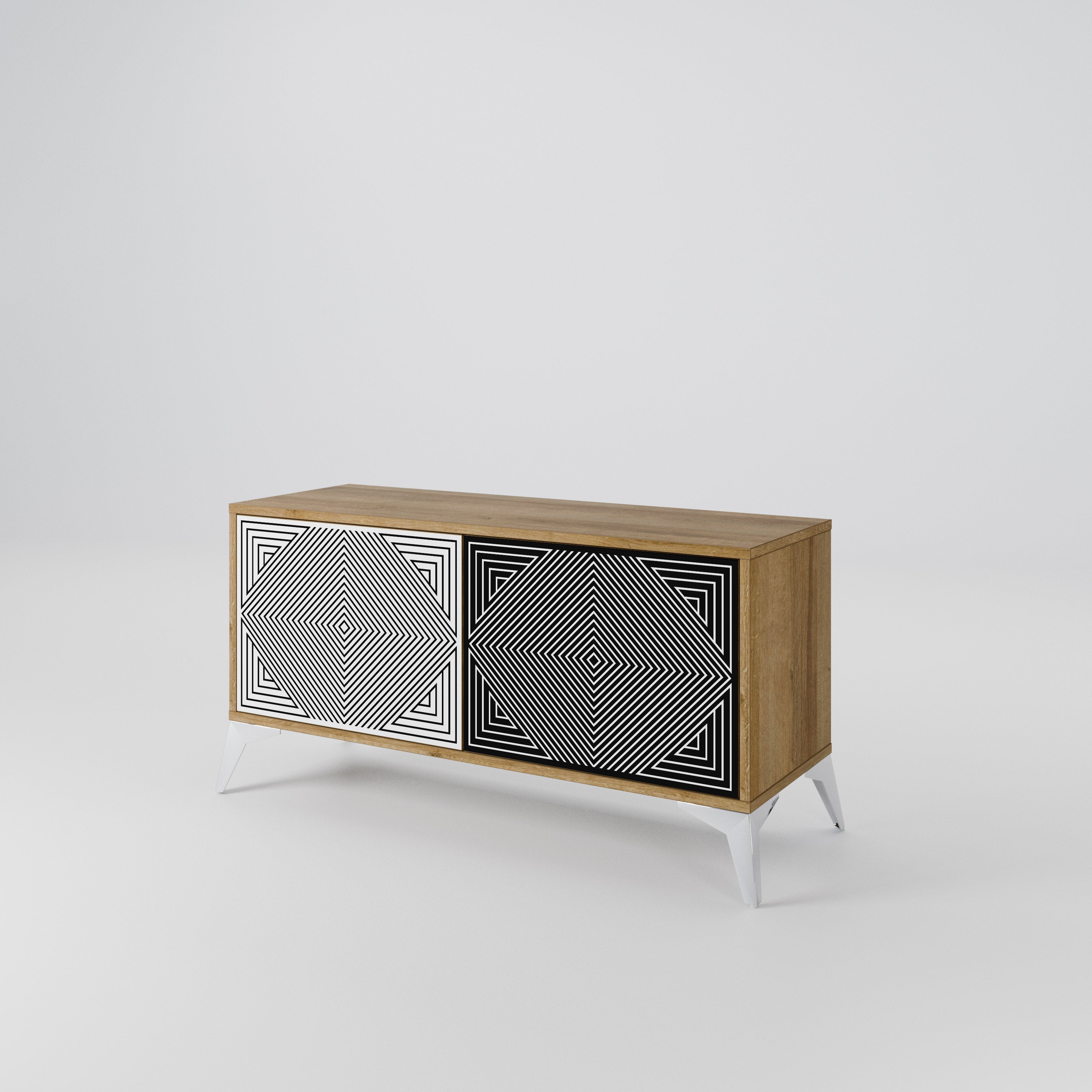 POLYGON ILLUSION Compact 2-Door TV Cabinet