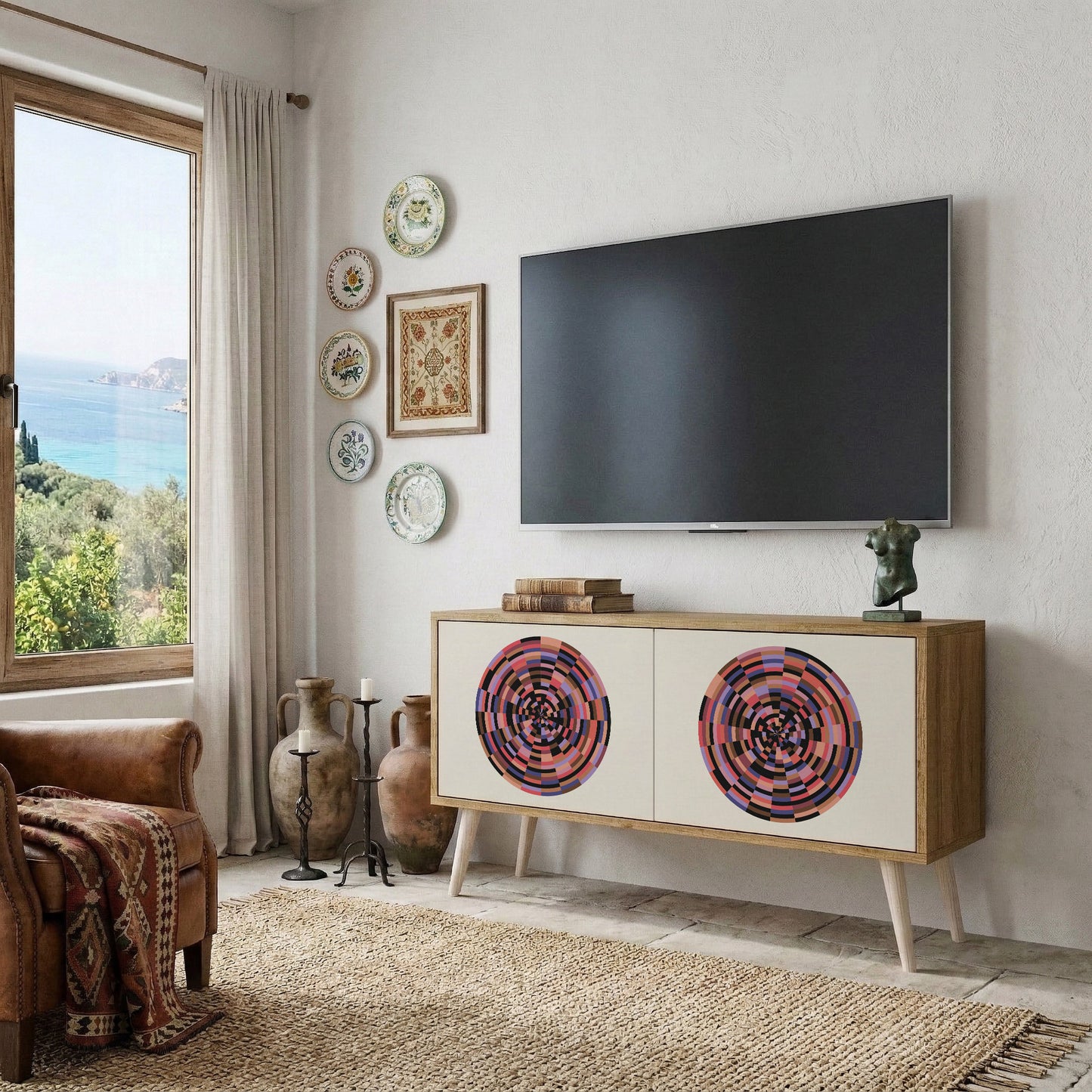 BROWN CIRCLES Συμπαγές έπιπλο τηλεόρασης 2-θυρών