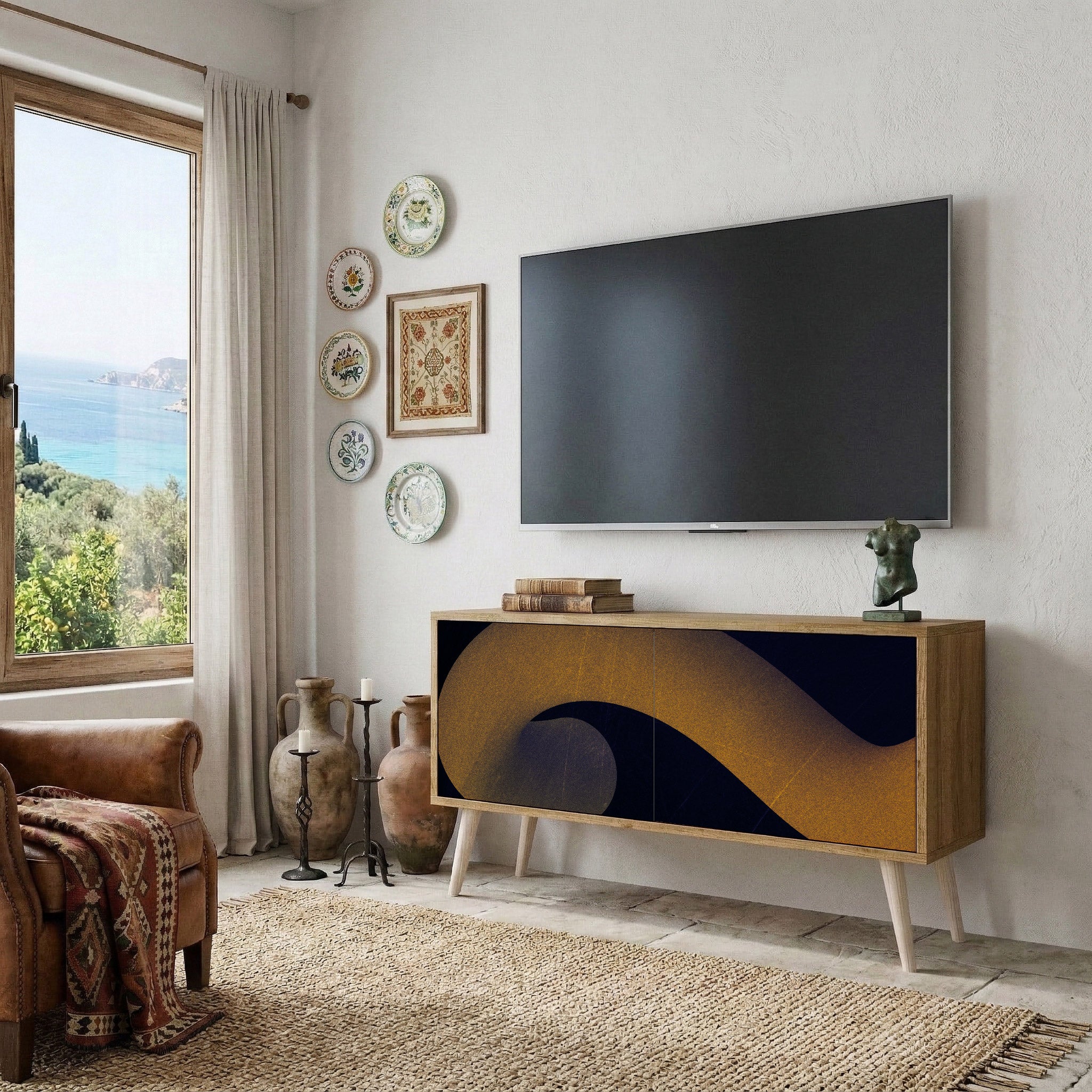 HOLLOW TIME Compact 2-Door TV Cabinet