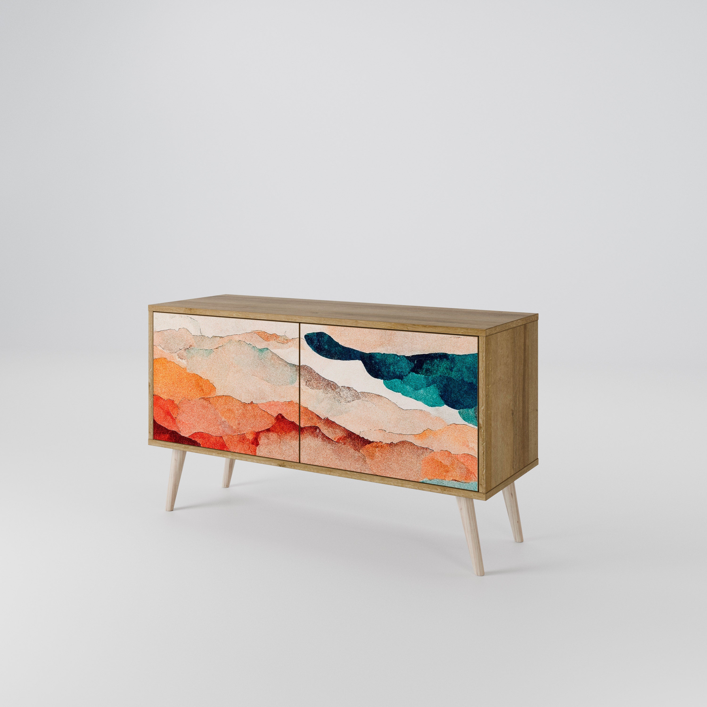 ABSTRACT LANDSCAPE Compact 2-Door TV Cabinet