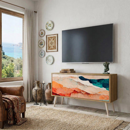 ABSTRACT LANDSCAPE Compact 2-Door TV Cabinet