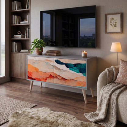 ABSTRACT LANDSCAPE Compact 2-Door TV Cabinet