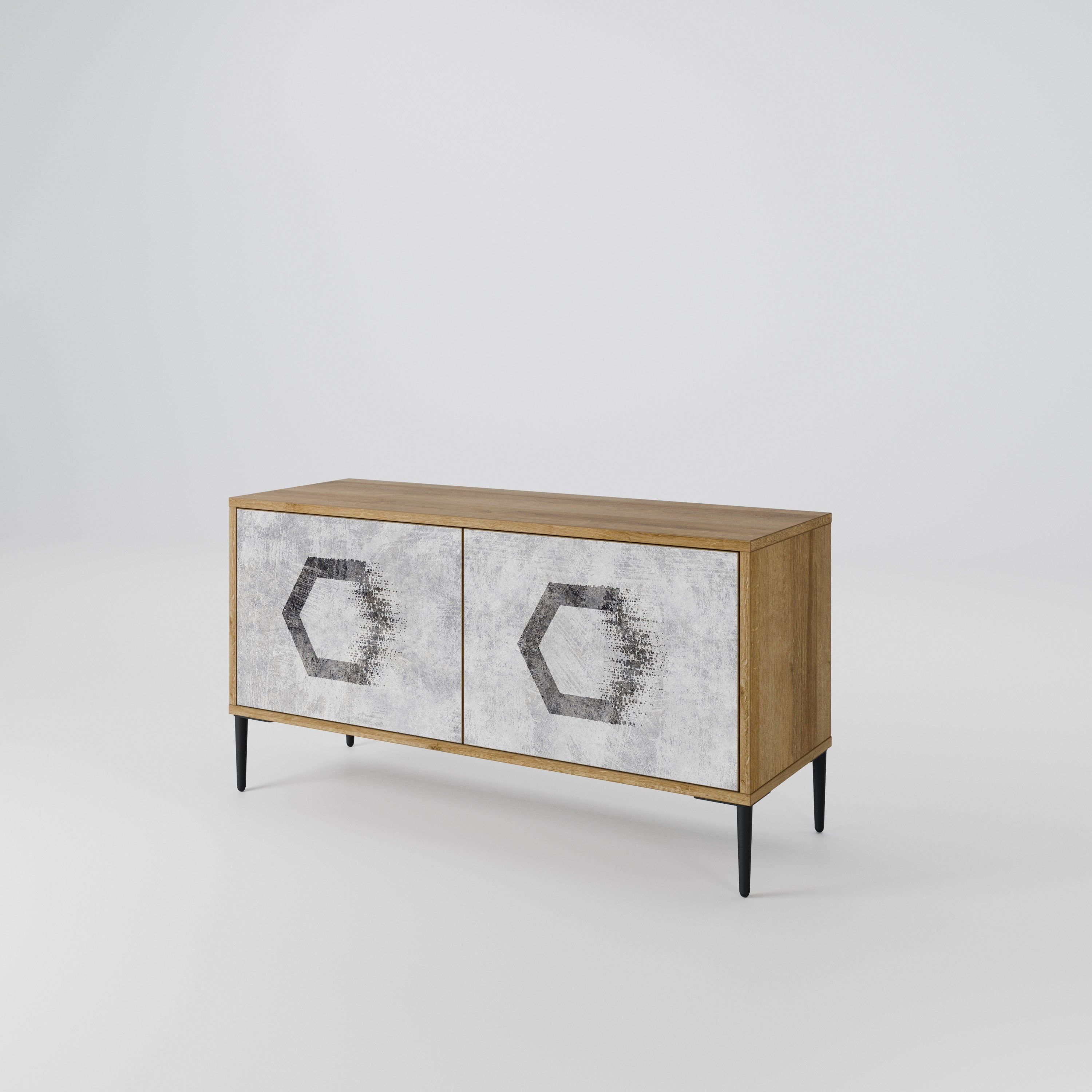 HEXAGONAL FIGURES Compact 2-Door TV Cabinet