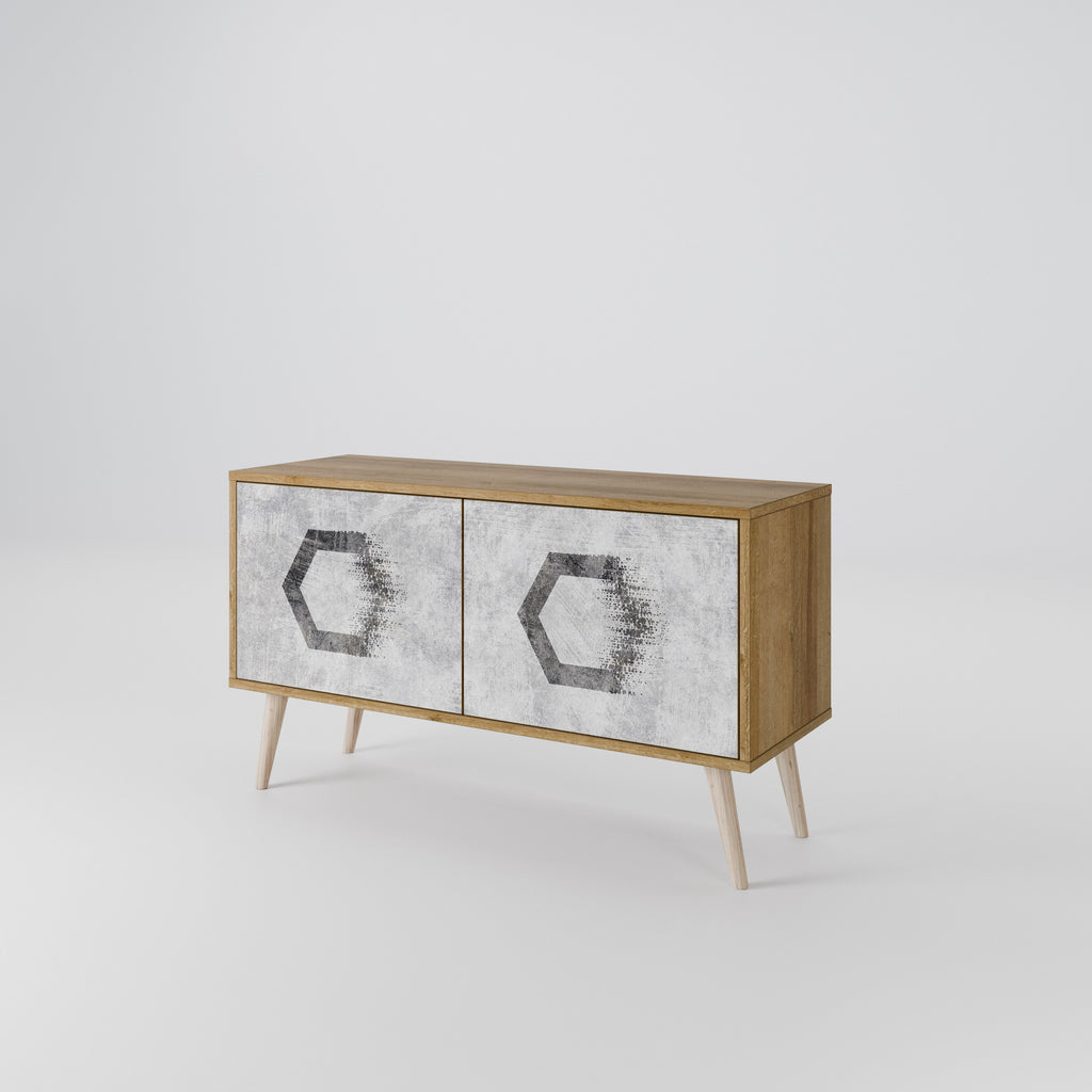 HEXAGONAL FIGURES Compact 2-Door TV Cabinet