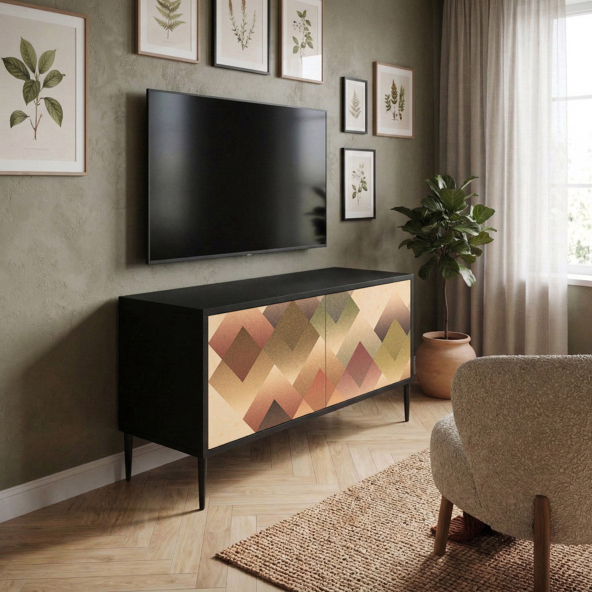 GEOMETRIC FUSION Compact 2-Door TV Cabinet