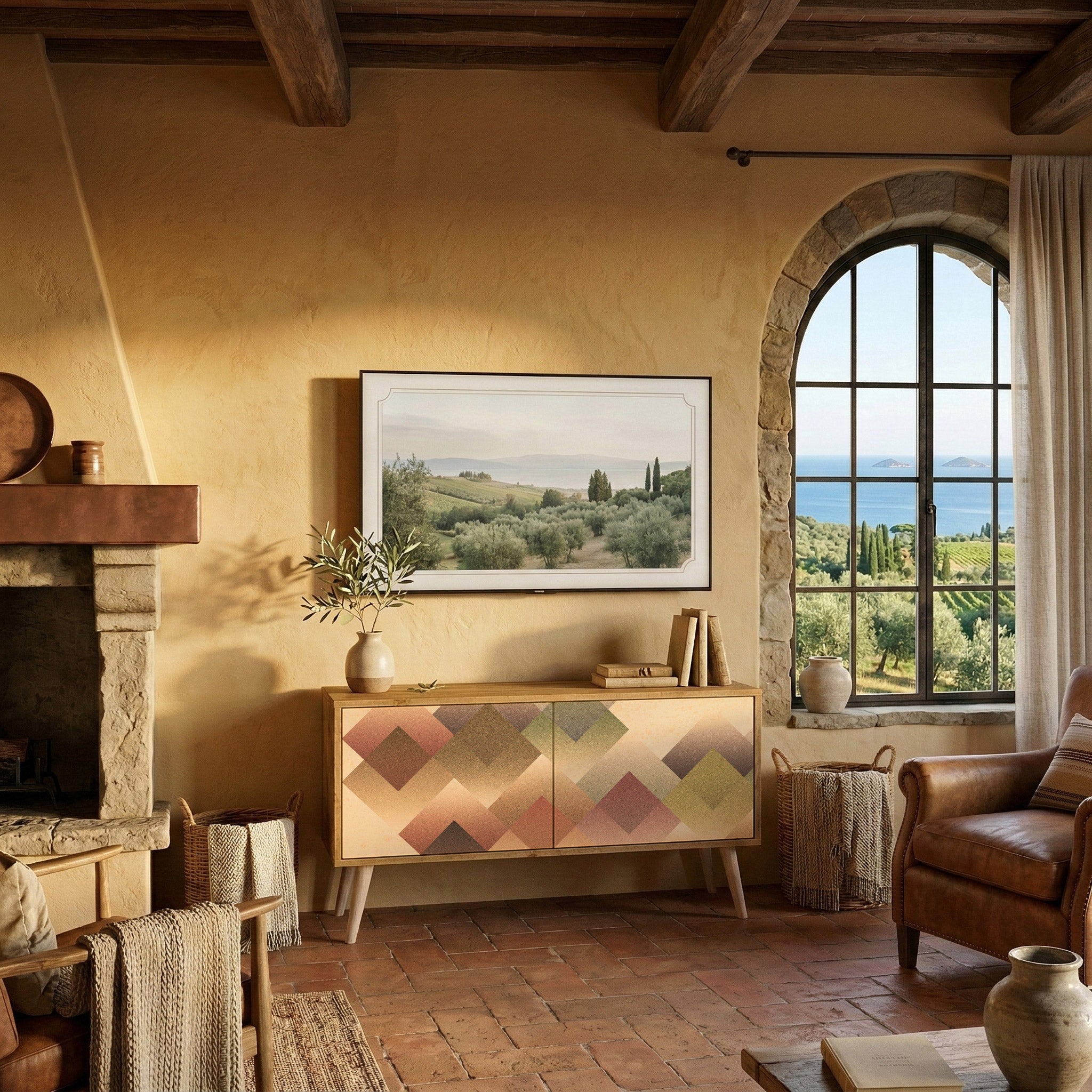 GEOMETRIC FUSION Compact 2-Door TV Cabinet