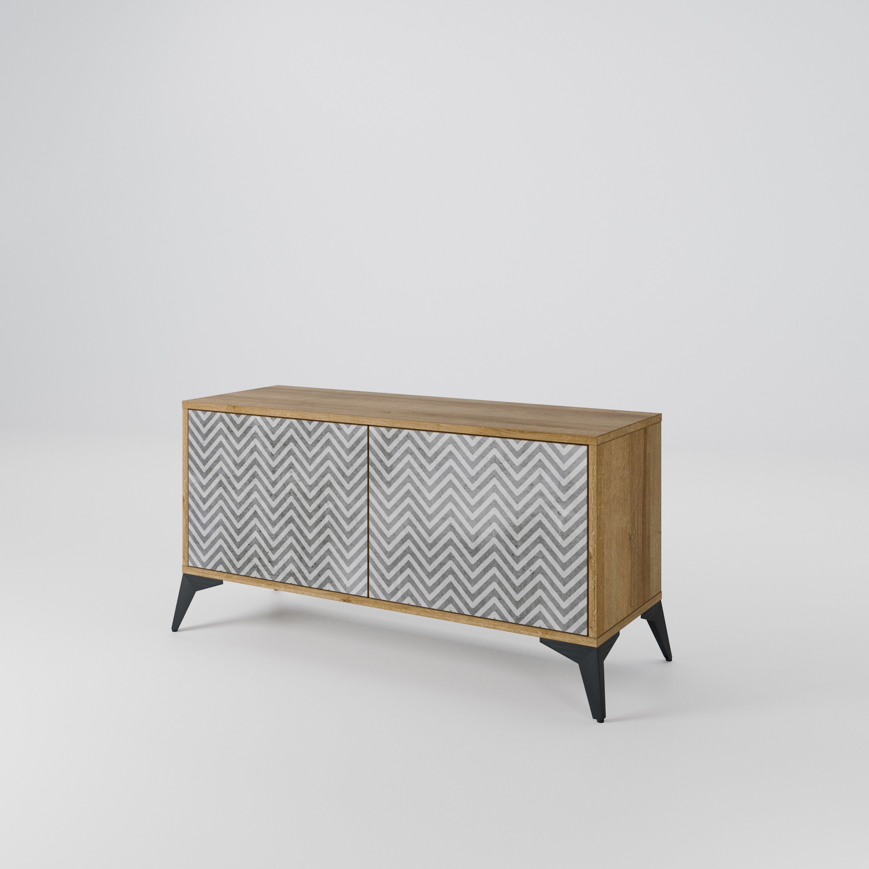 CONCRETE ZIG ZAG Compact 2-Door TV Cabinet