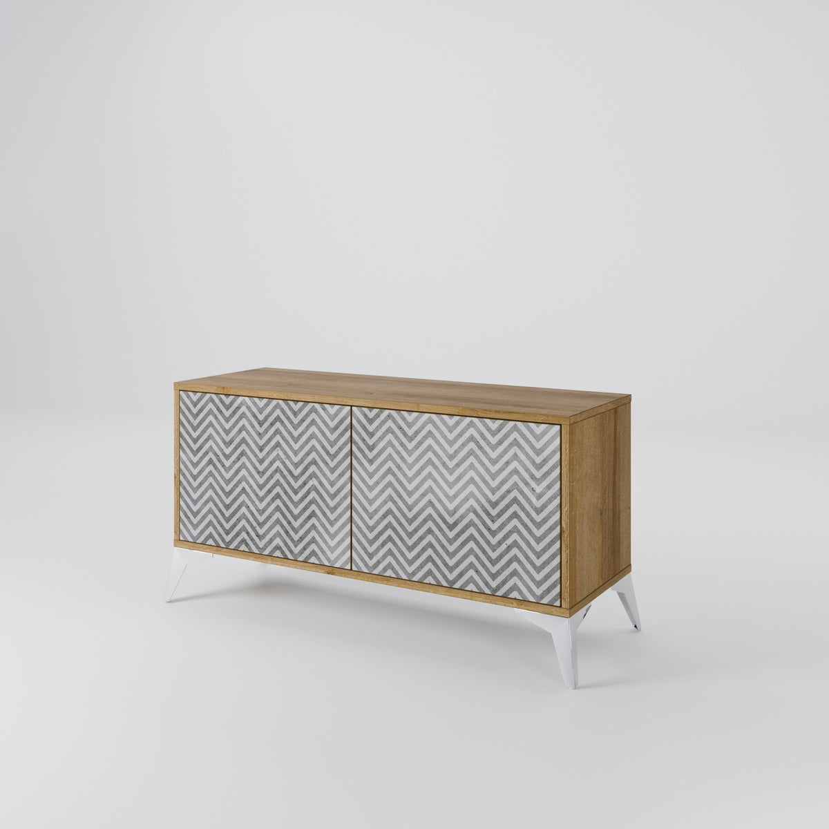 CONCRETE ZIG ZAG Compact 2-Door TV Cabinet
