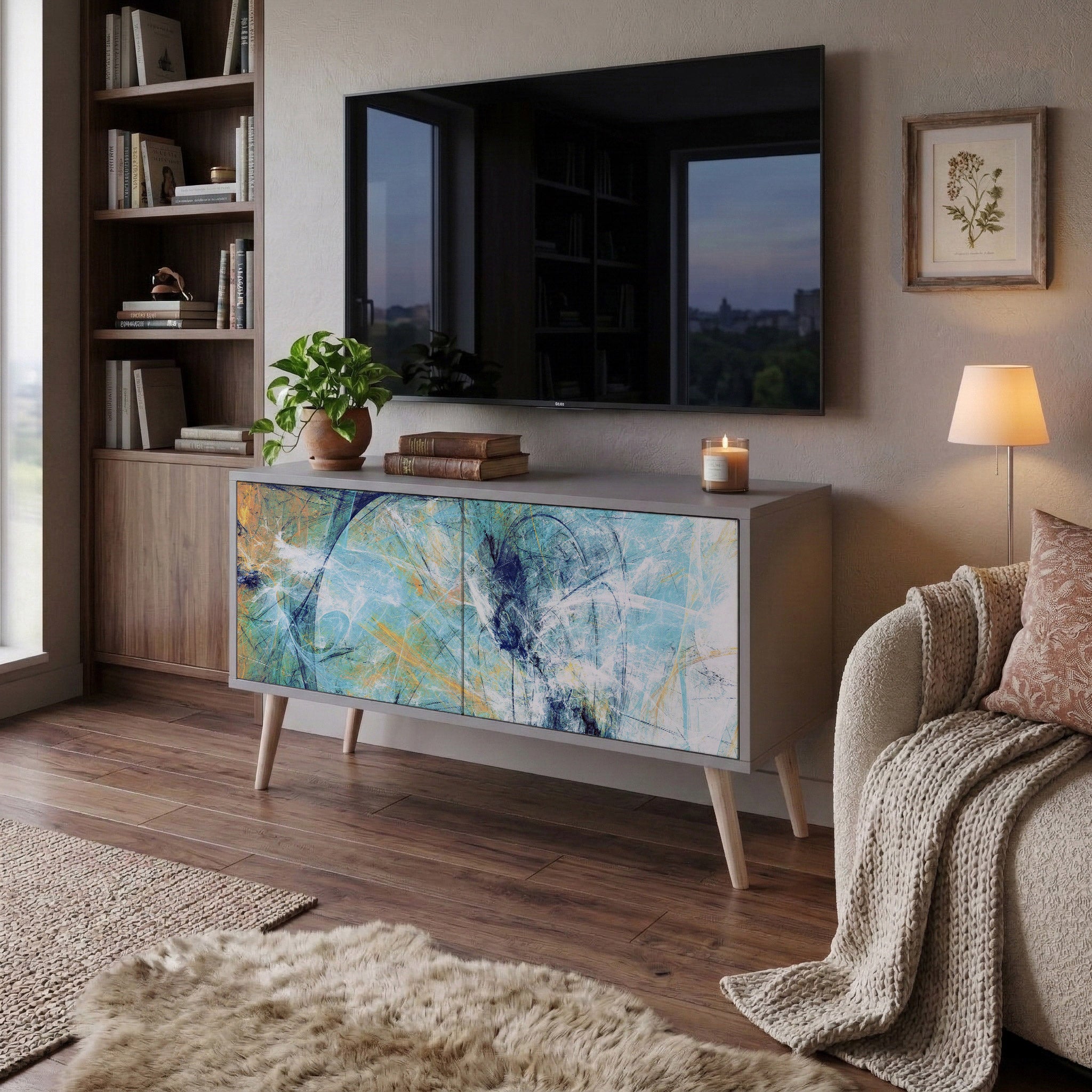 ABSTRACT THOUGHTS Compact 2-Door TV Cabinet