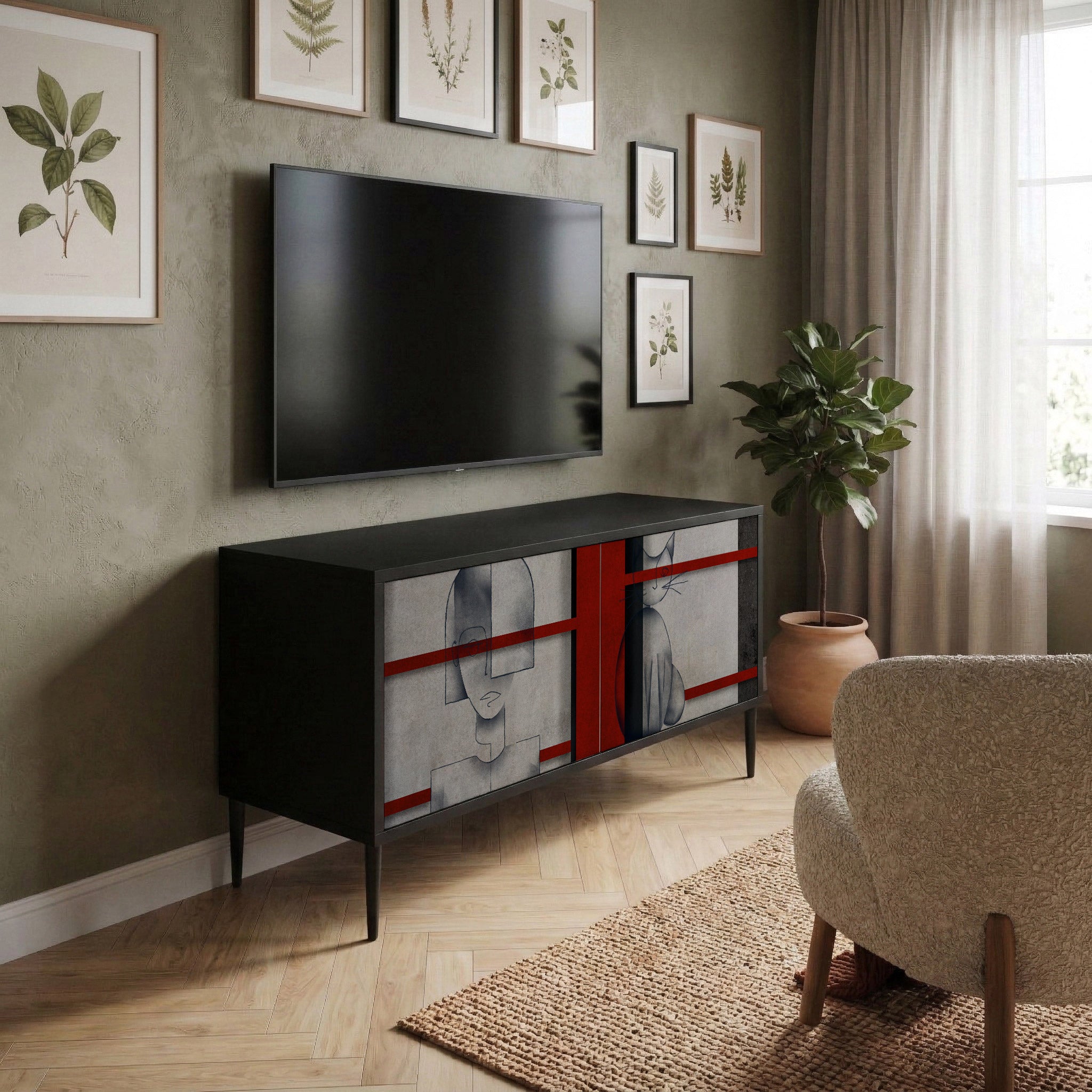 GRAY FIGURES Συμπαγές έπιπλο τηλεόρασης 2-θυρών