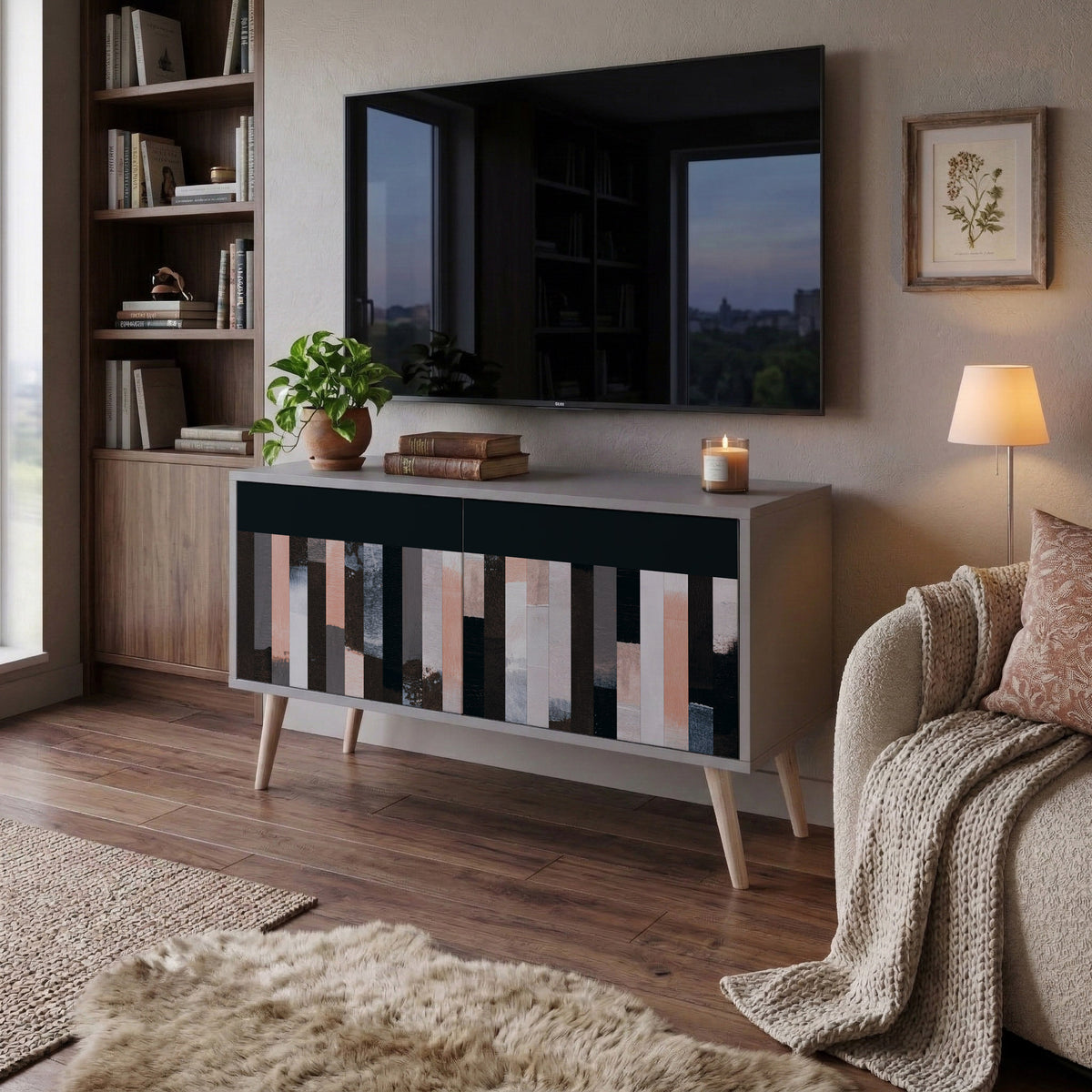 COLLAGE OF RECTANGLES Συμπαγές έπιπλο τηλεόρασης 2-θυρών