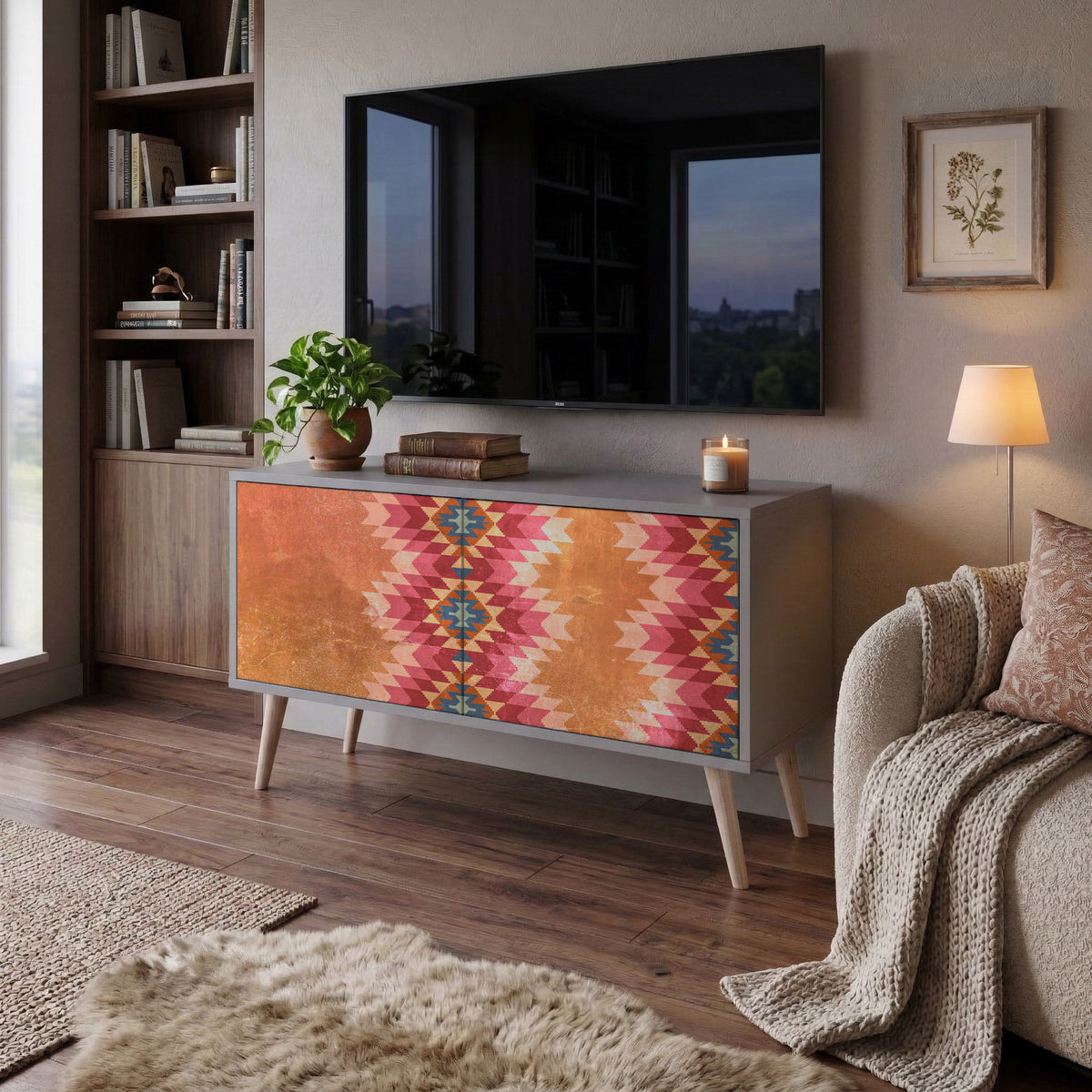 INDIAN FOLK Compact 2-Door TV Cabinet