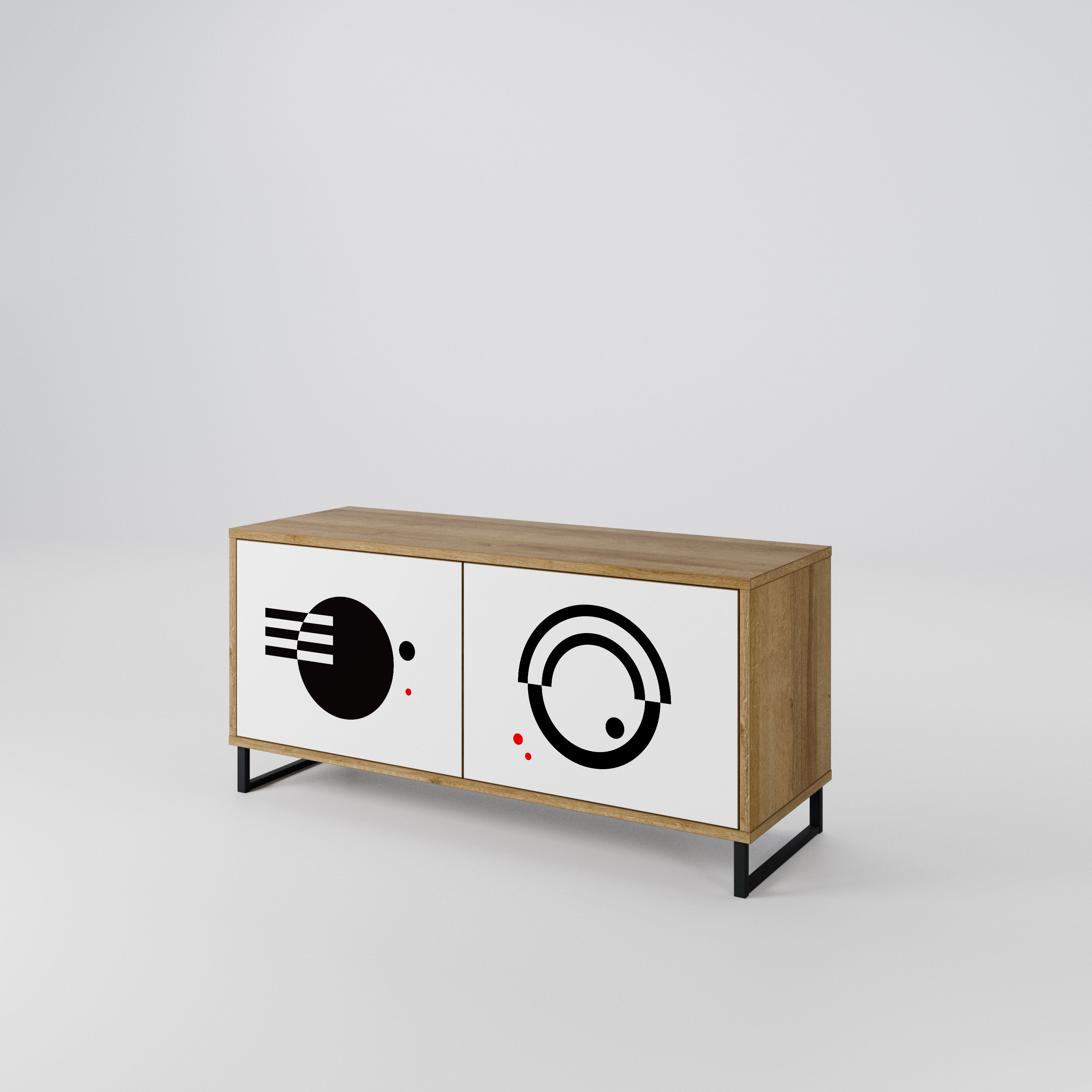 BLACK AND WHITE COMBINATION Συμπαγές έπιπλο τηλεόρασης 2-θυρών