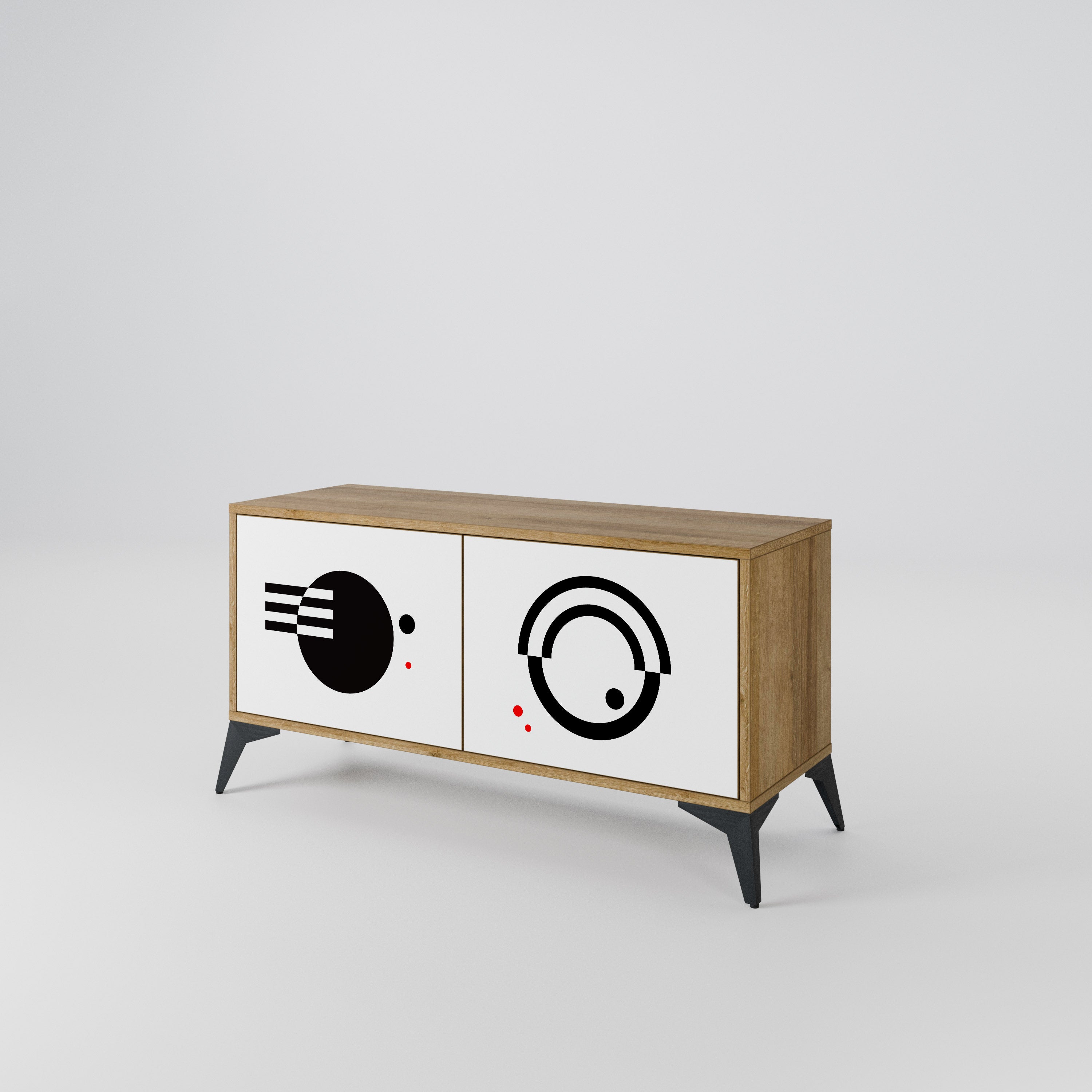 BLACK AND WHITE COMBINATION Συμπαγές έπιπλο τηλεόρασης 2-θυρών