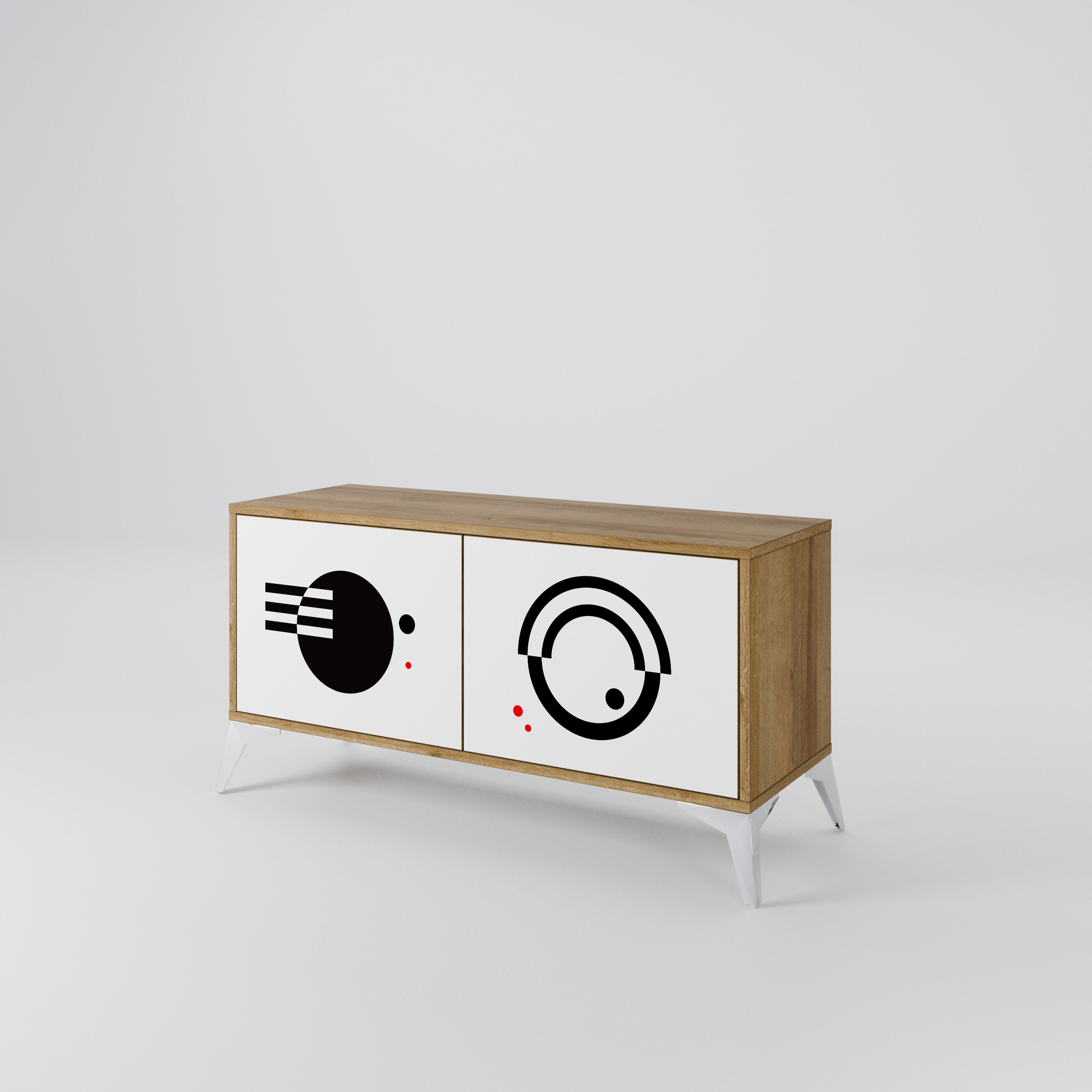 BLACK AND WHITE COMBINATION Συμπαγές έπιπλο τηλεόρασης 2-θυρών