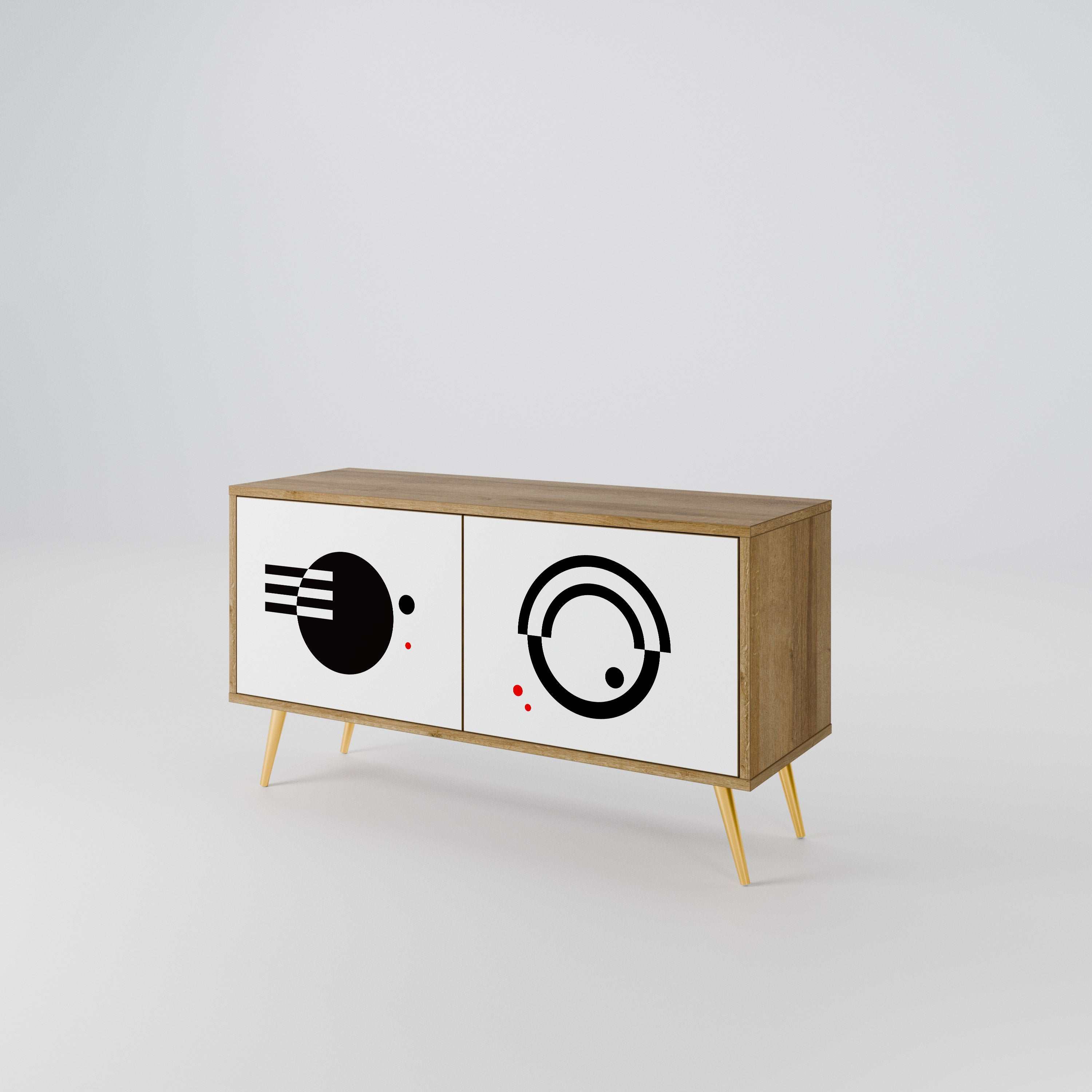 BLACK AND WHITE COMBINATION Συμπαγές έπιπλο τηλεόρασης 2-θυρών