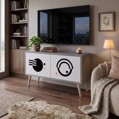 BLACK AND WHITE COMBINATION Συμπαγές έπιπλο τηλεόρασης 2-θυρών