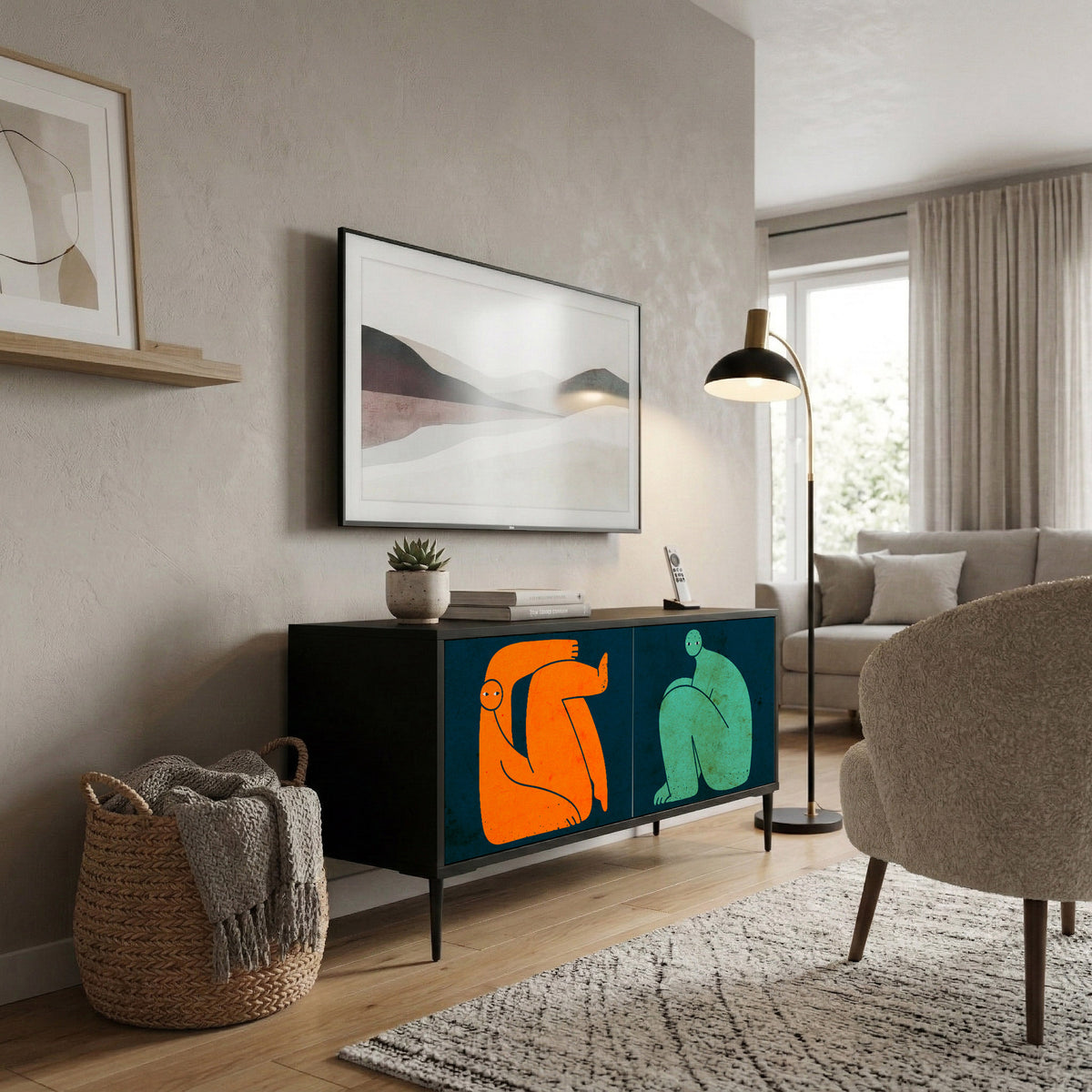 TOGETHER BUT SEPARATELY Compact 2-Door TV Cabinet