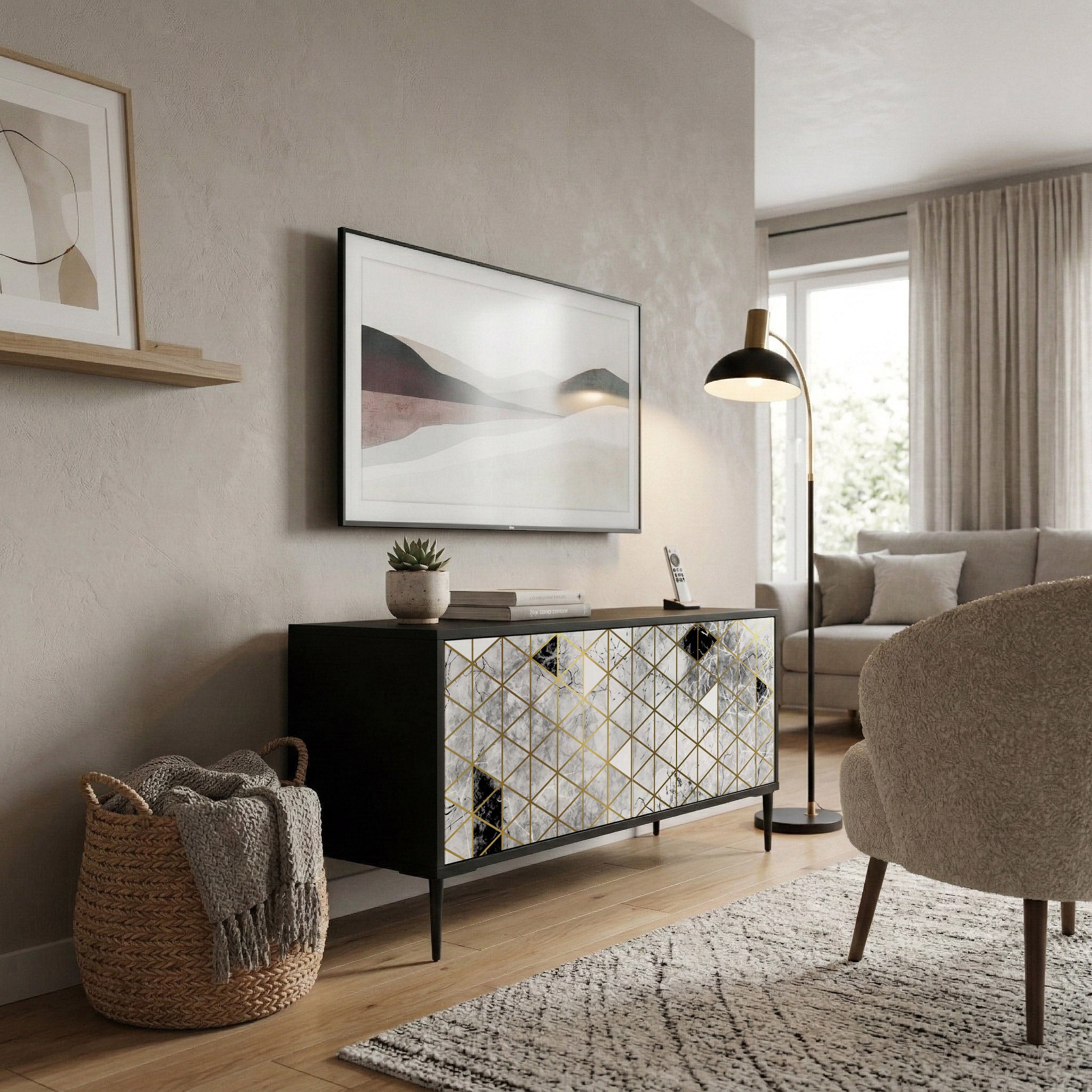 ASHEN ARIA Συμπαγές έπιπλο τηλεόρασης 2-θυρών